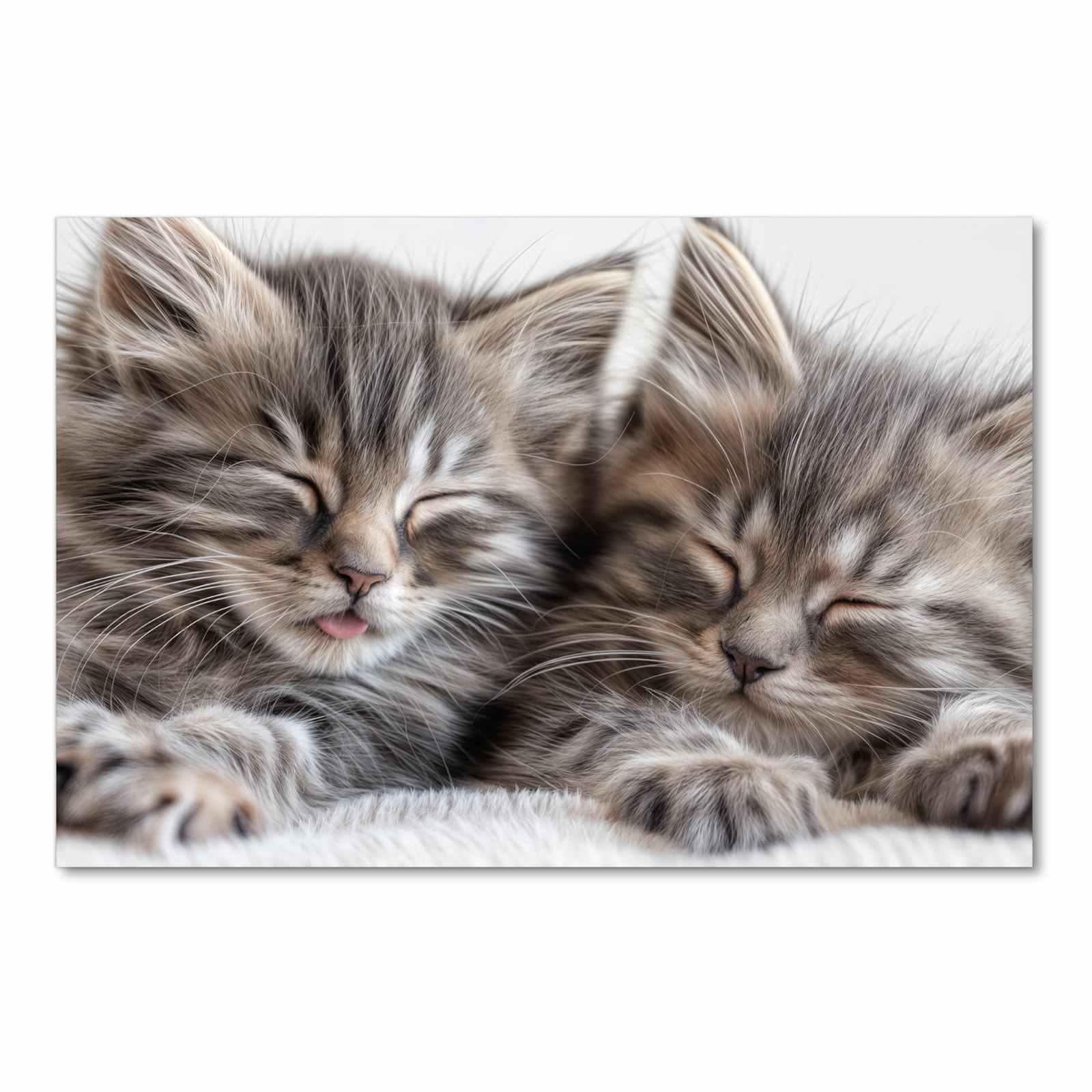 Farbbeständiger Teppich für Esstisch mit Motiv Schlafende Kätzchen in Frontansicht