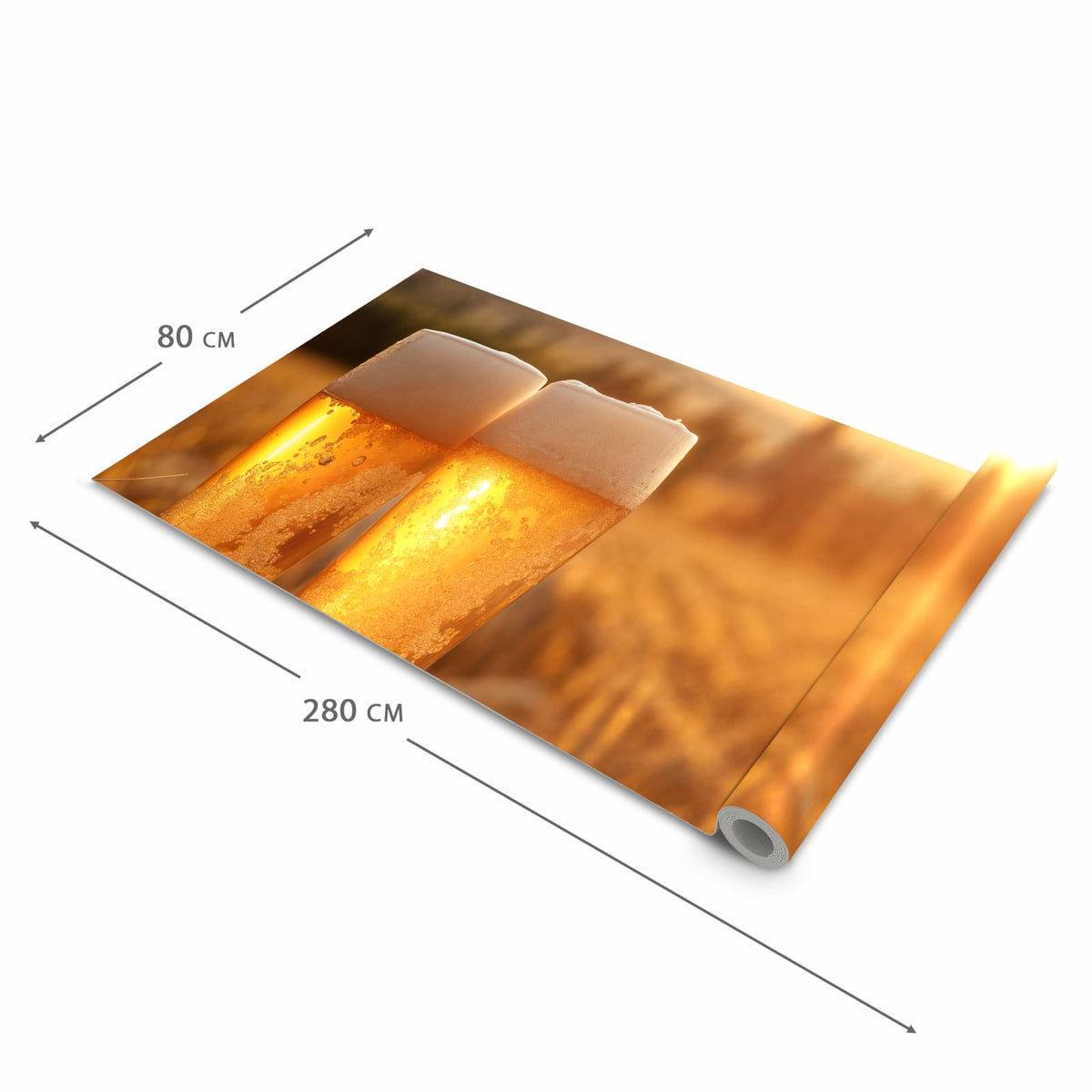 Rutschfester waschbarer Küchenteppich mit Motiv Sonnenuntergangsbecher in der Grösse 80x300 cm