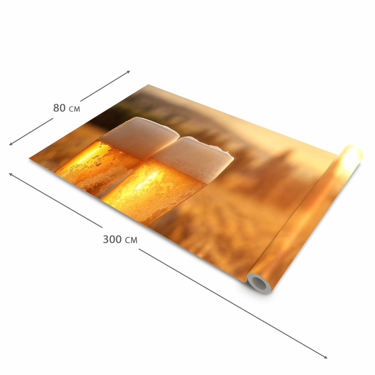 Feuchtigkeitsresistenter Küchenteppich mit Motiv Sonnenuntergangsbecher in der Grösse 80x300 cm