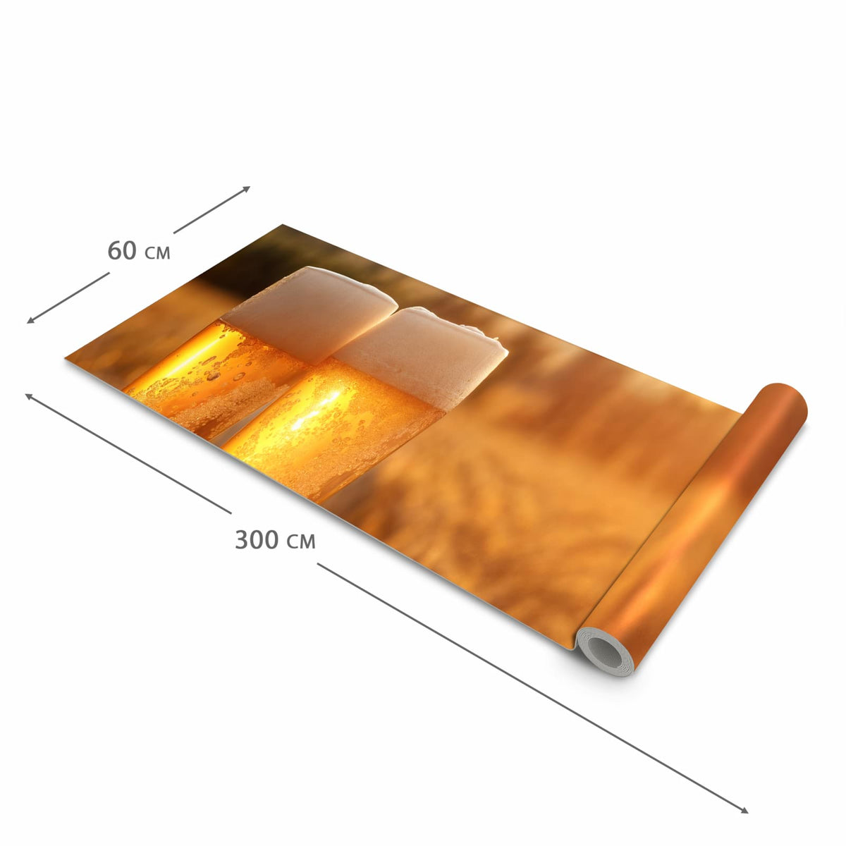 Hygienischer rutschfester Küchenteppich mit Motiv Sonnenuntergangsbecher in der Grösse 80x300 cm