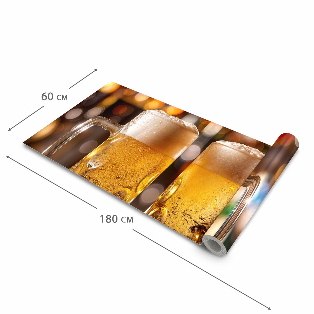 Zeitsparender Küchenläufer mit Motiv Zwei Bierkrüge in der Grösse 80x300 cm