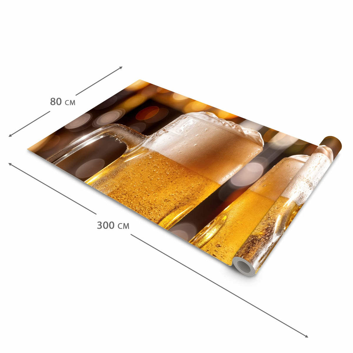 Geruchsneutraler langer Teppich Flur mit Motiv Zwei Bierkrüge in der Grösse 80x300 cm