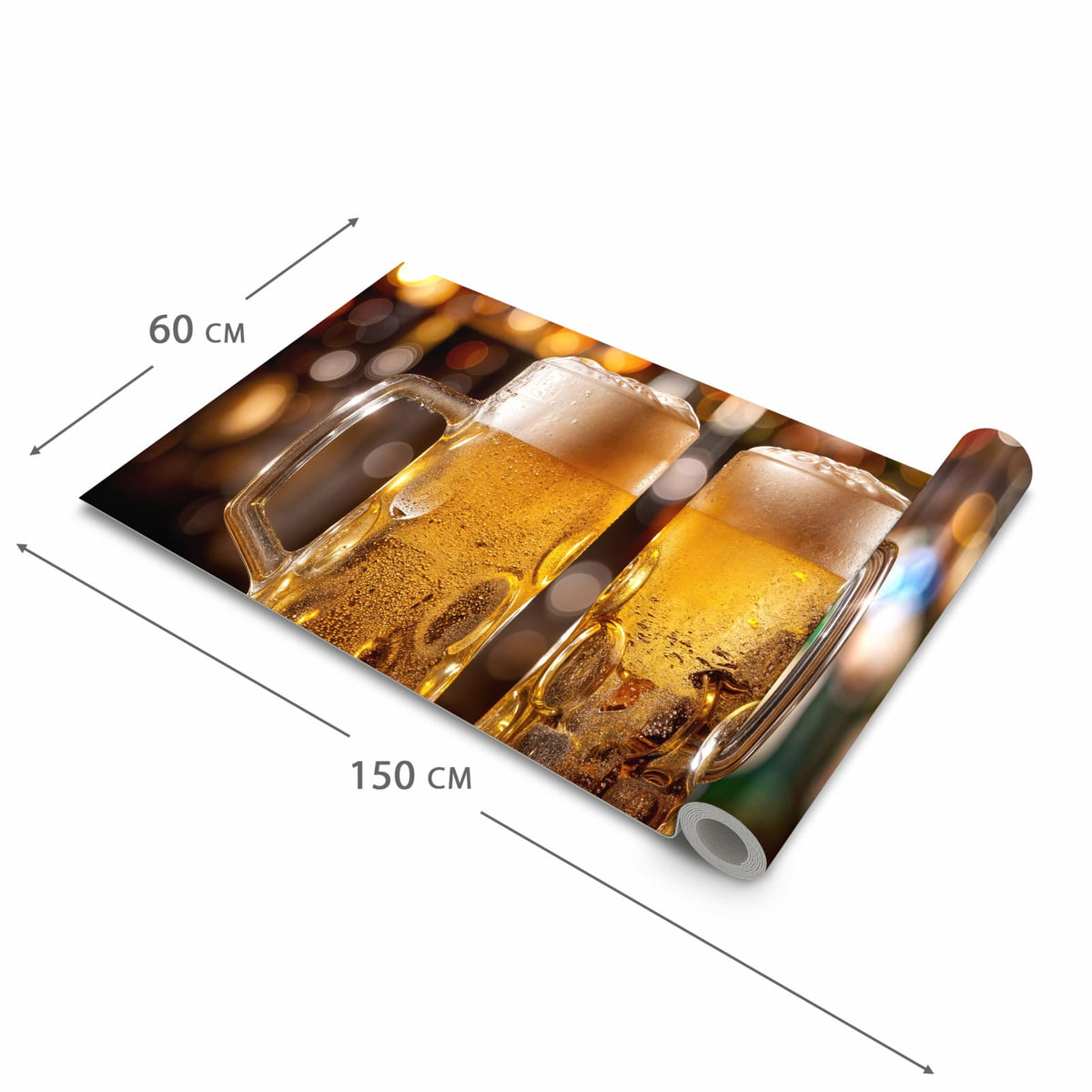 Küchenteppich mit Motiv Zwei Bierkrüge in der Grösse 80x300 cm für sichere Aufbewahrung