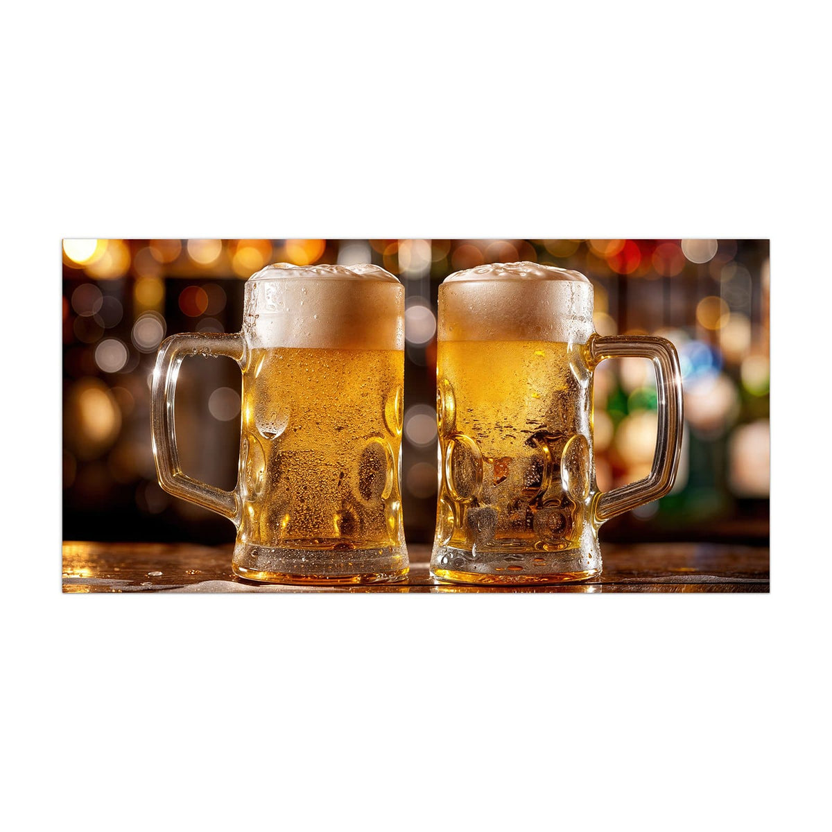 Küchenrückwand aus Glas Zwei Bierkrüge im Hochformat, Motiv bildfüllend von vorn