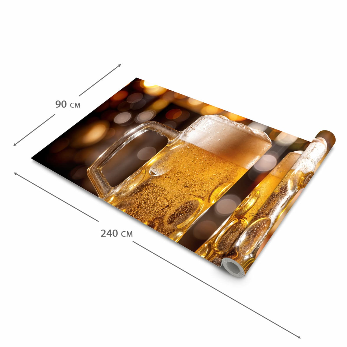 Flacher rutschfester Läufer mit Motiv Zwei Bierkrüge in der Grösse 80x300 cm