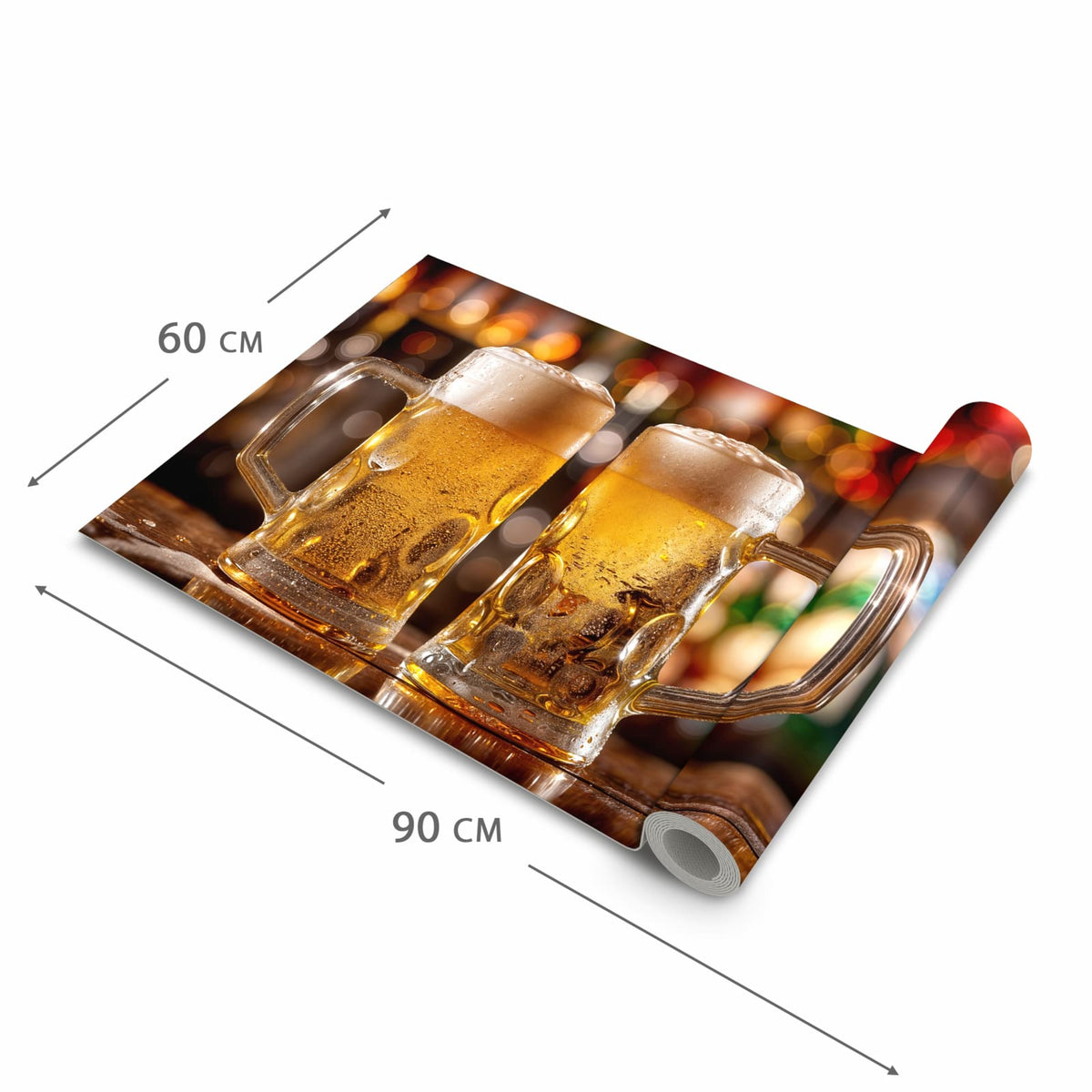 Komfortabler Küchenteppich mit Motiv Zwei Bierkrüge in der Grösse 80x300 cm