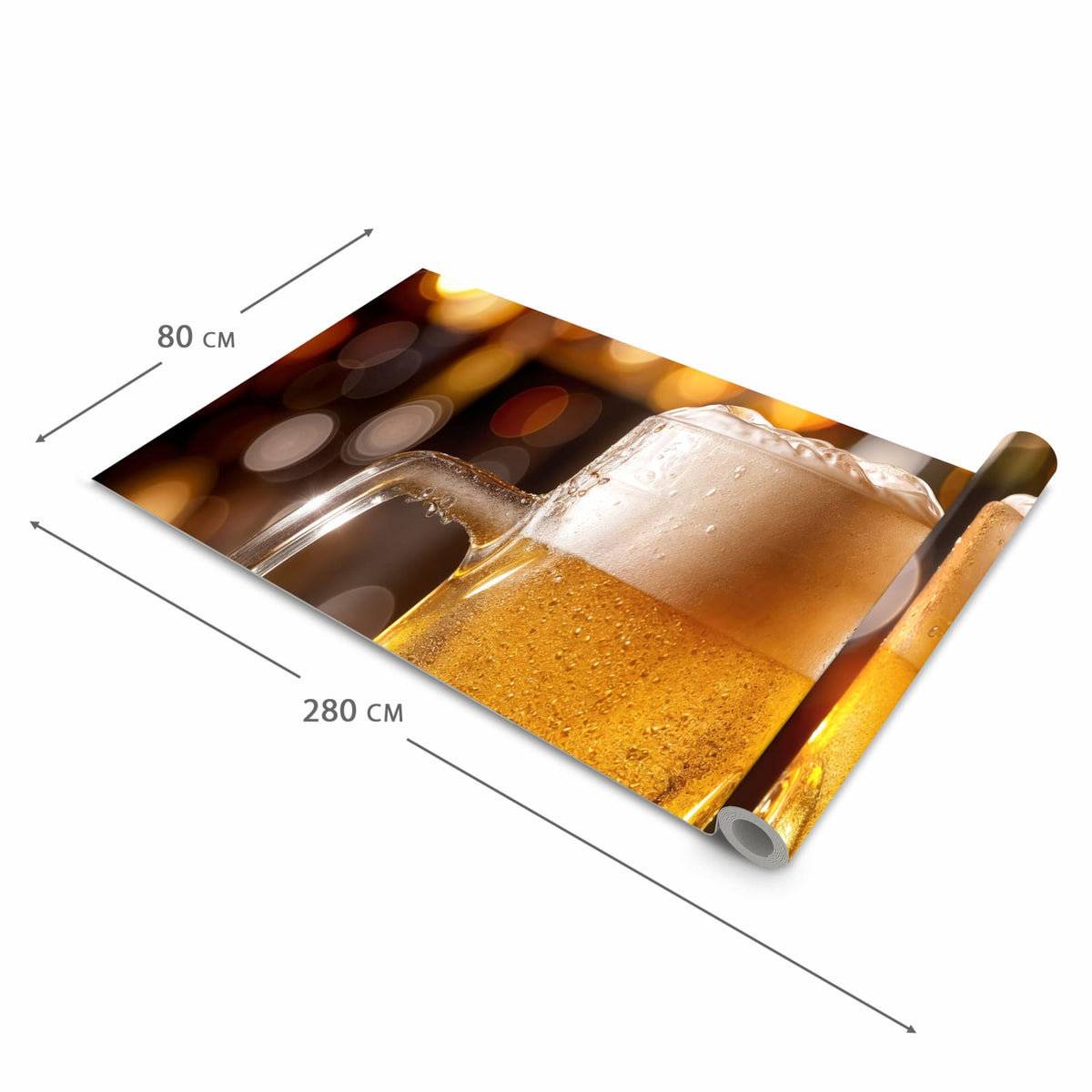Schmutzabweisender waschbarer Küchenläufer mit Motiv Zwei Bierkrüge in der Größe 80x300 cm