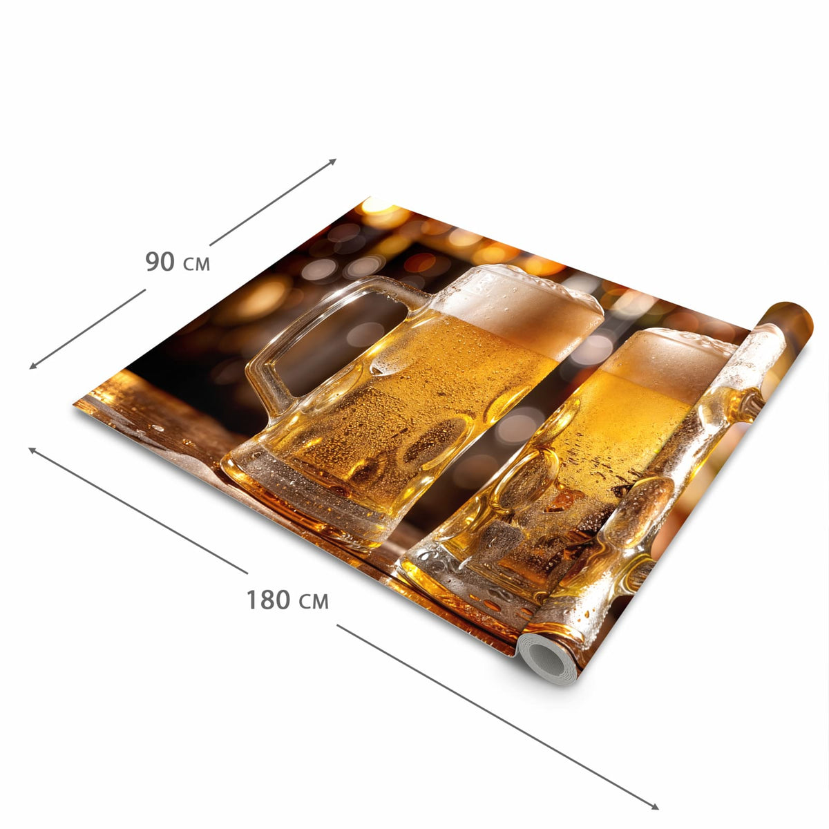 Langlebiger Läufer Eingangsbereich mit Motiv Zwei Bierkrüge in der Größe 80x300 cm