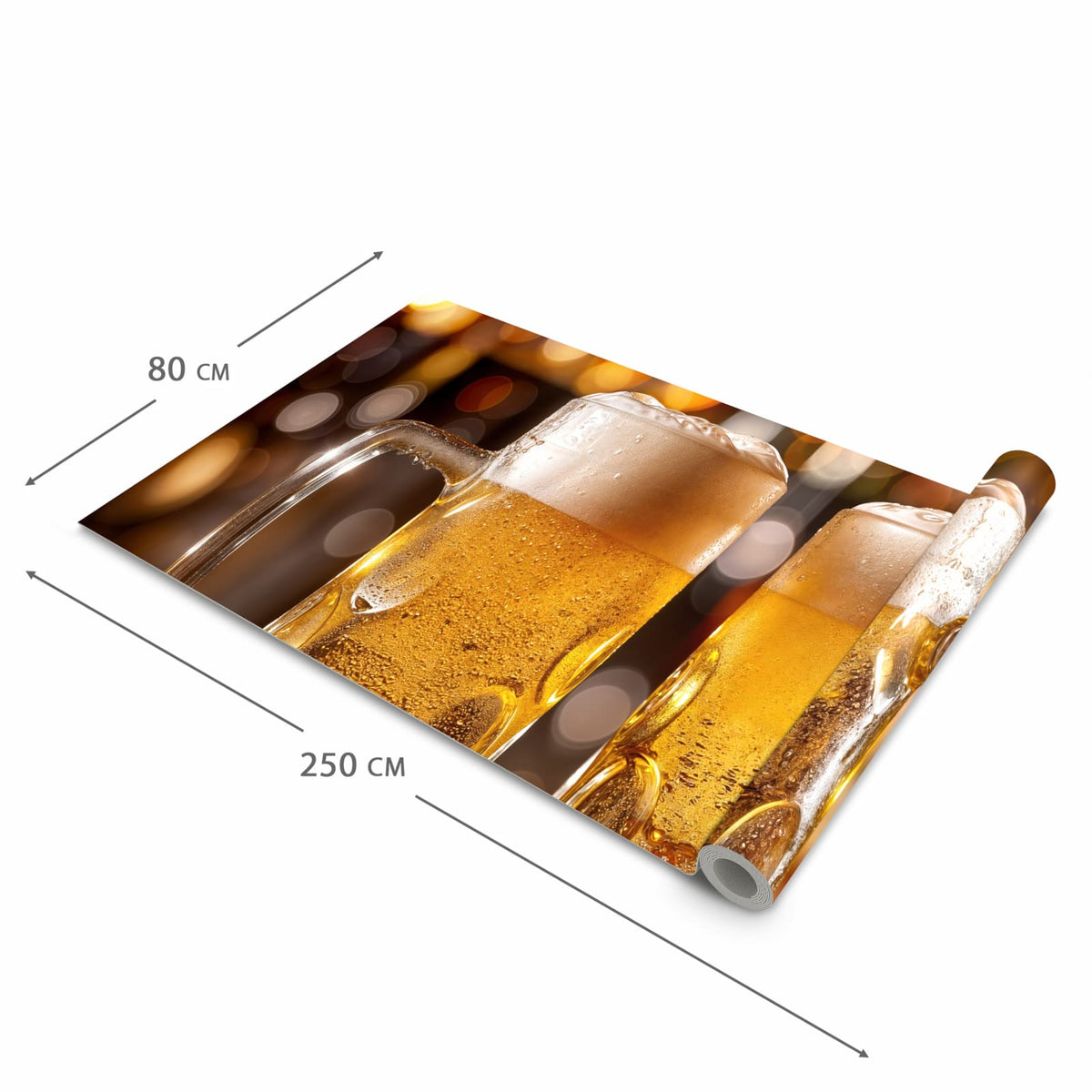 Fleckenresistenter waschbarer Läufer Küche mit Motiv Zwei Bierkrüge in der Grösse 80x300 cm