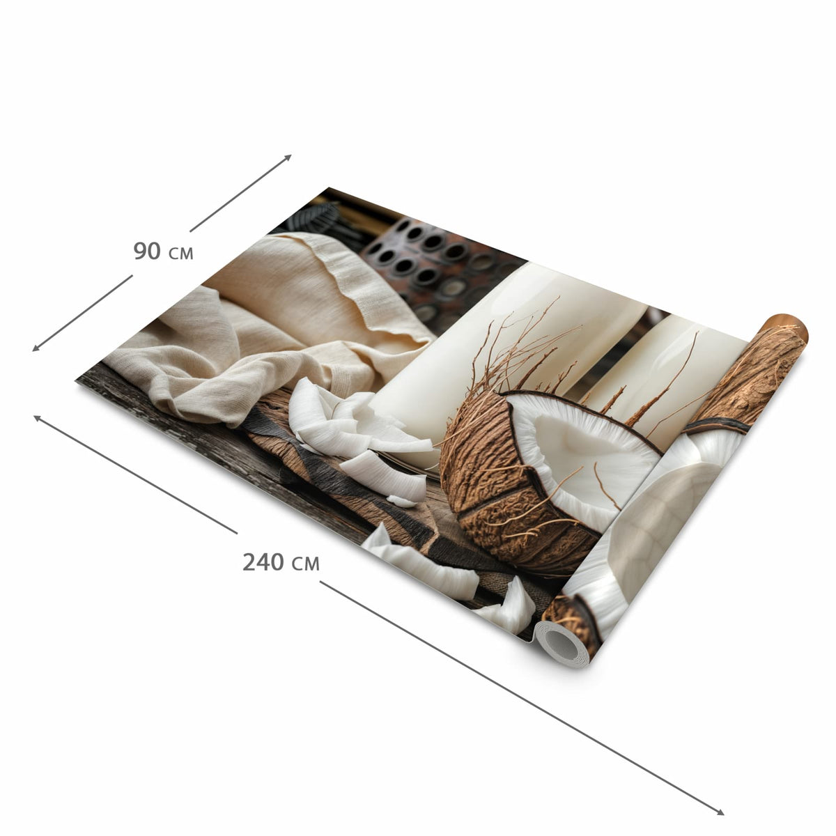 Farbbeständiger Läufer für die Küche mit Motiv Kokosnusslmahlzeit in der Grösse 80x280 cm