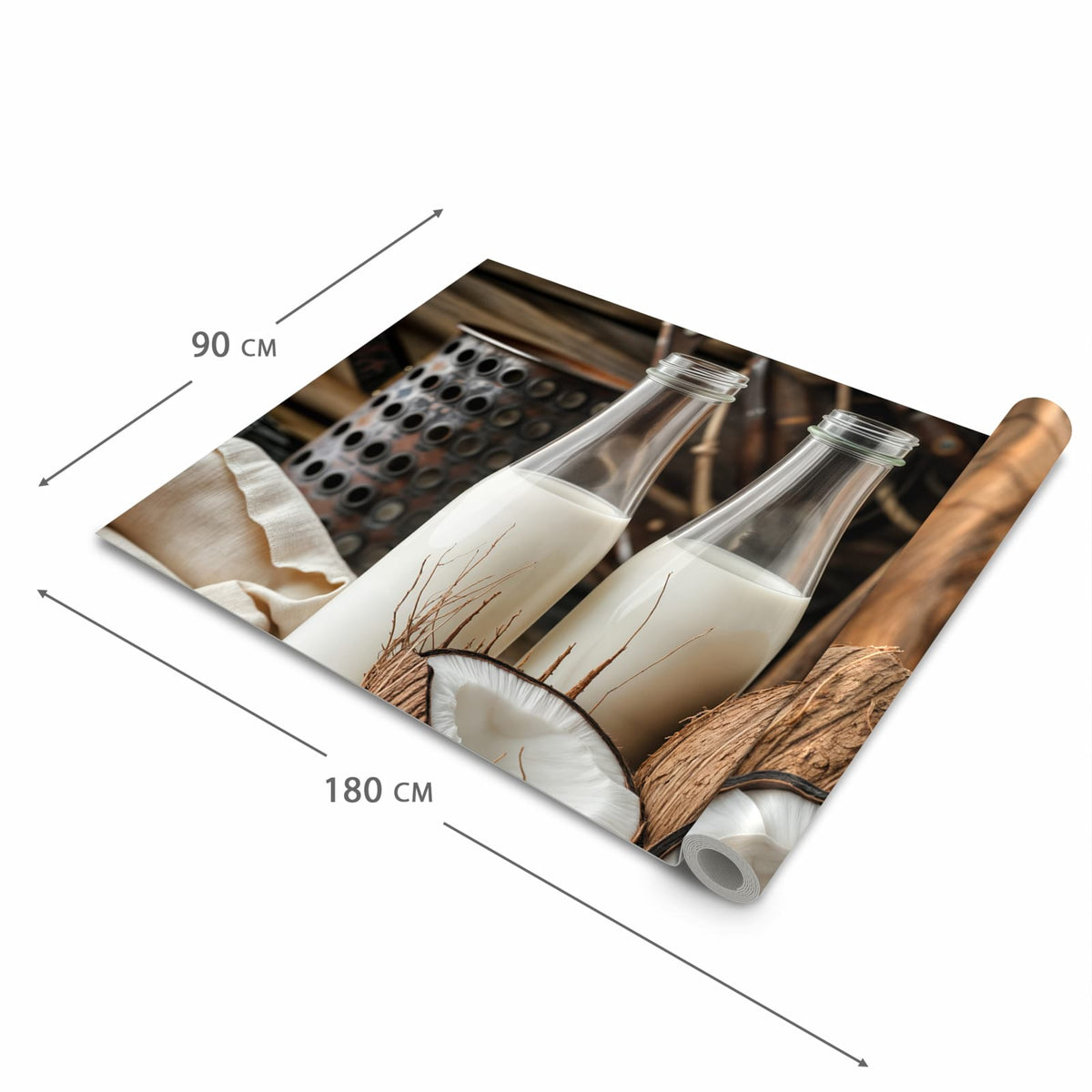 Bodenschonender Küchenteppich mit Motiv Kokosnusslmahlzeit in der Grösse 80x280 cm