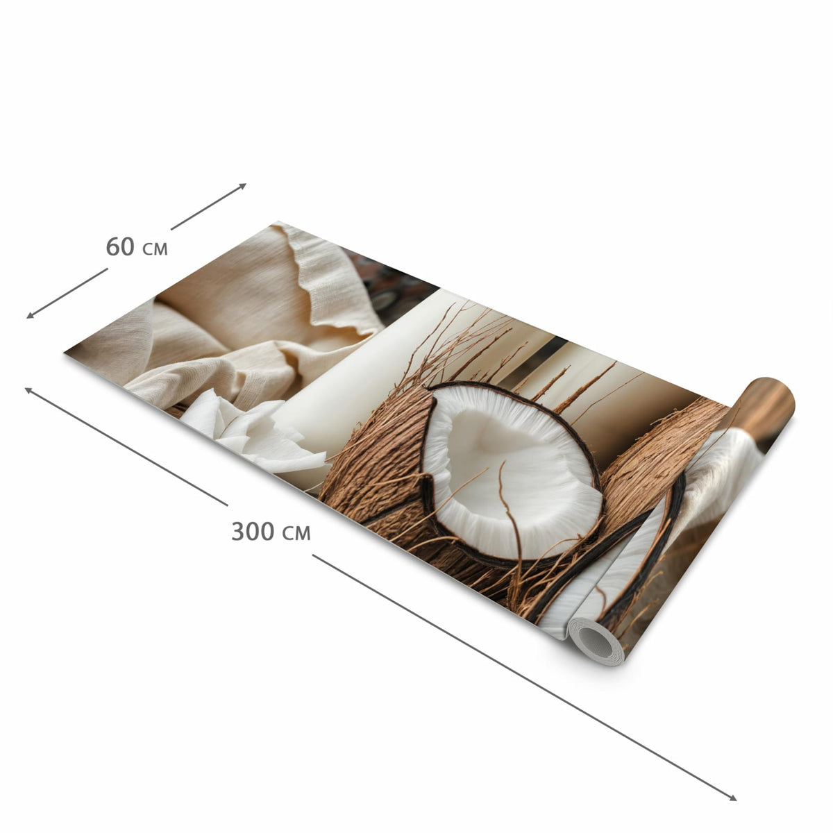 Waschbarer Küchenteppich mit Motiv Kokosnusslmahlzeit in der Größe 80x280 cm