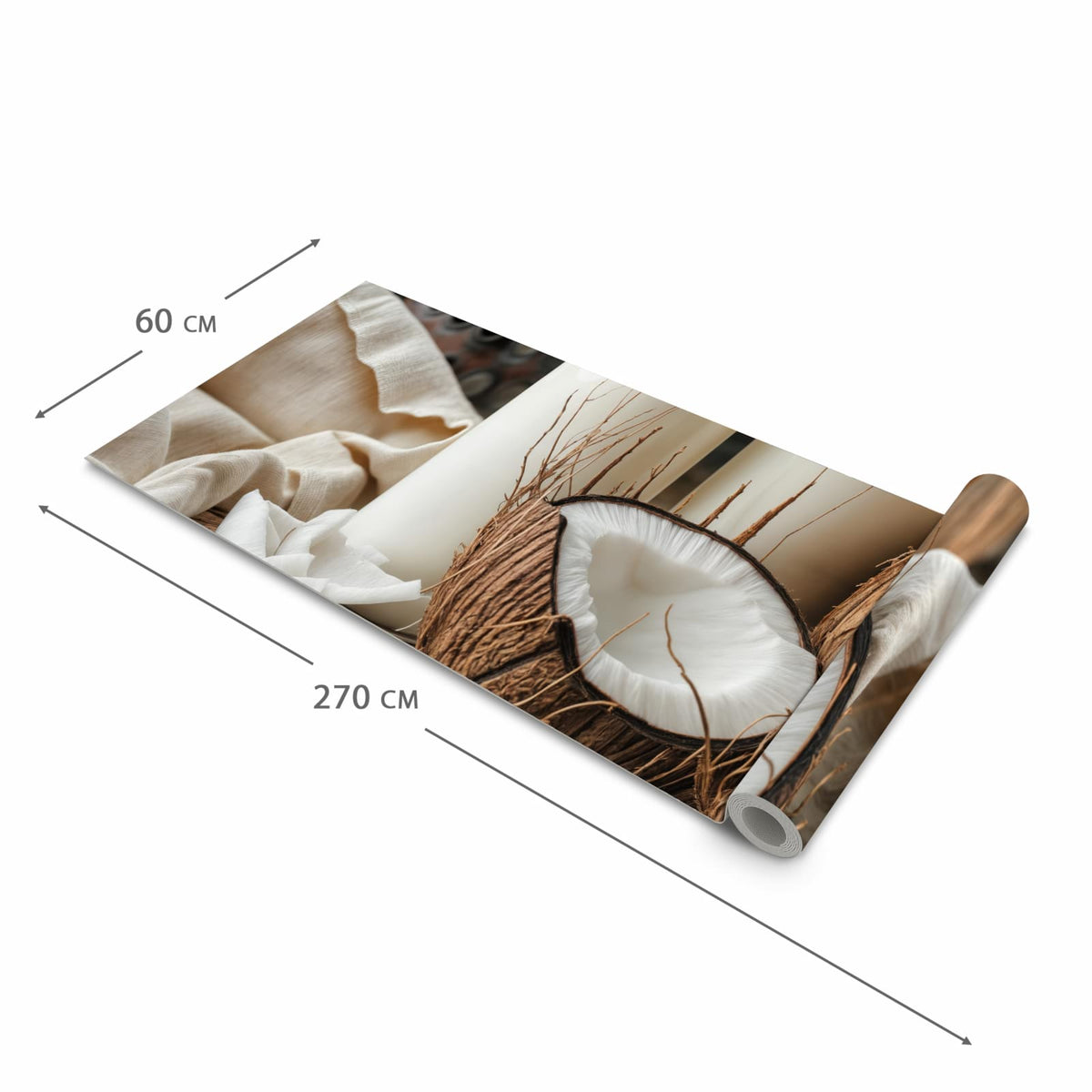 Strapazierfähiger Küchenläufer mit Motiv Kokosnusslmahlzeit in der Grösse 80x280 cm