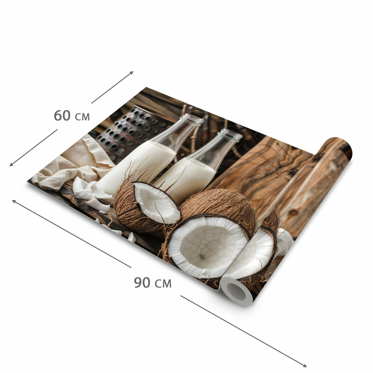 Langlebiger Teppich für Küche mit Motiv Kokosnusslmahlzeit in der Grösse 80x280 cm