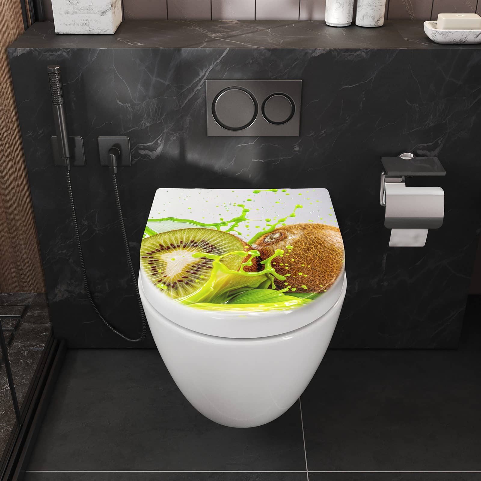 WC-Sitz mit Absenkautomatik Kiwi Spritzer