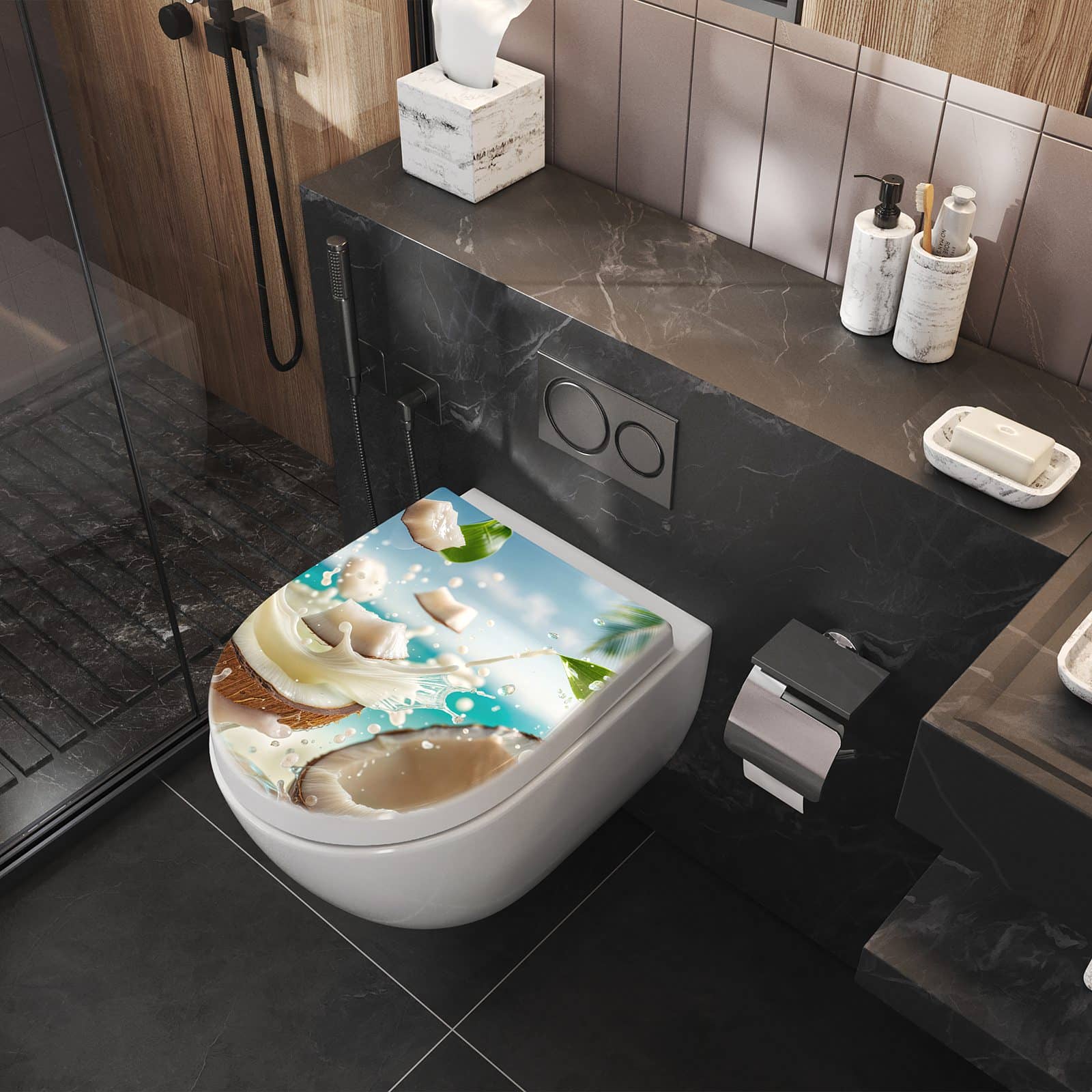 WC-Sitz mit Absenkautomatik Kokosnuss Splash