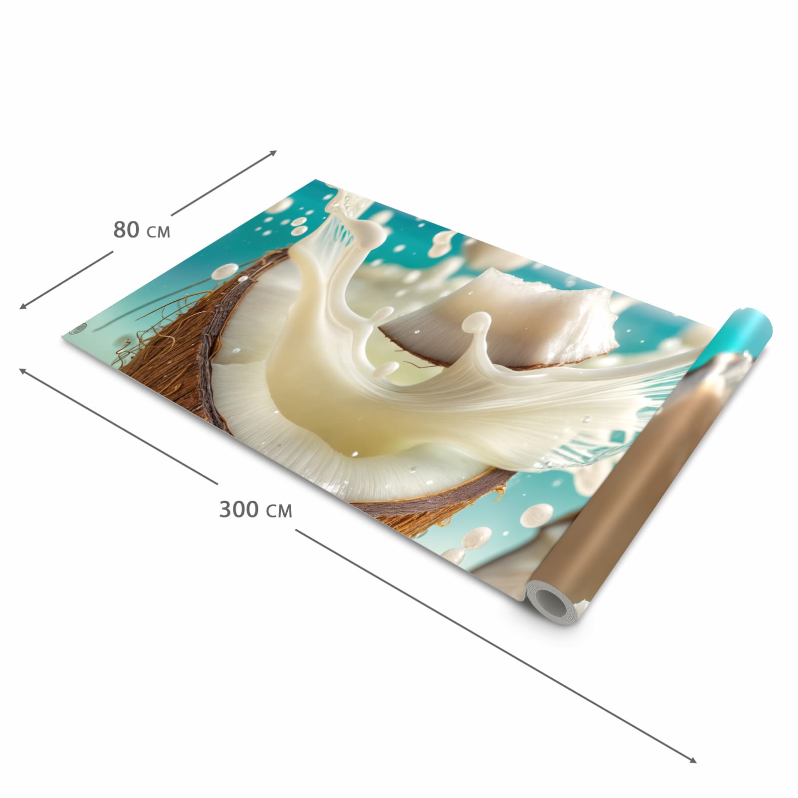 Farbbeständiger Küchenteppich mit Motiv Kokosnuss Splash in der Größe 80x280 cm