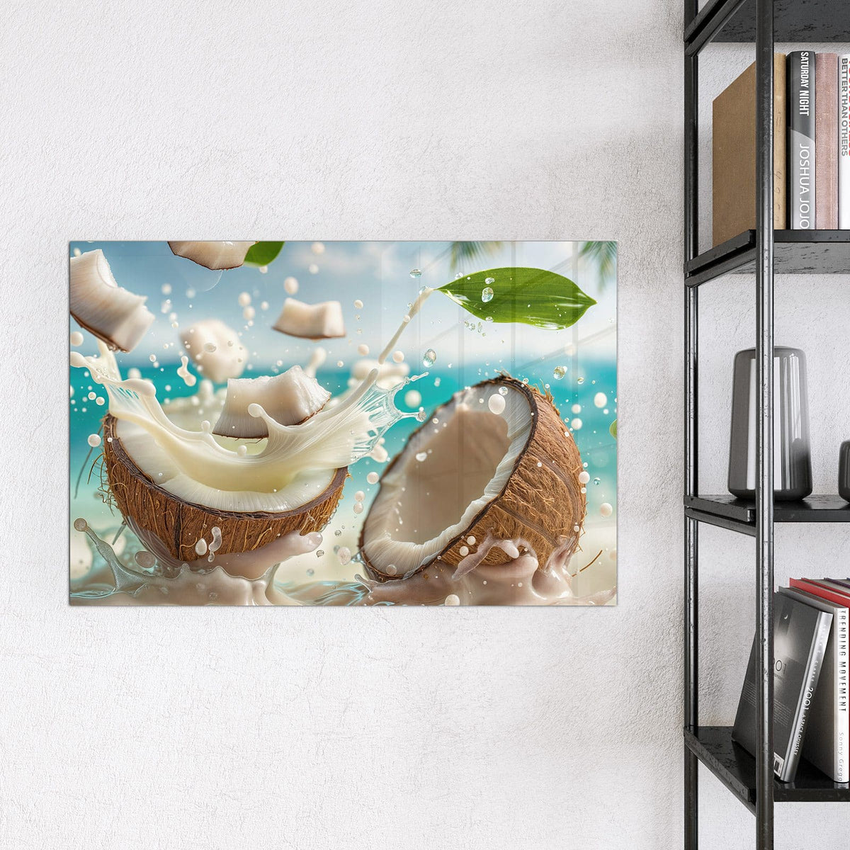 Magnettafel - Zerbrochene Kokosnüsse – Zerbrochene Kokosnüsse vor blauem Meer
