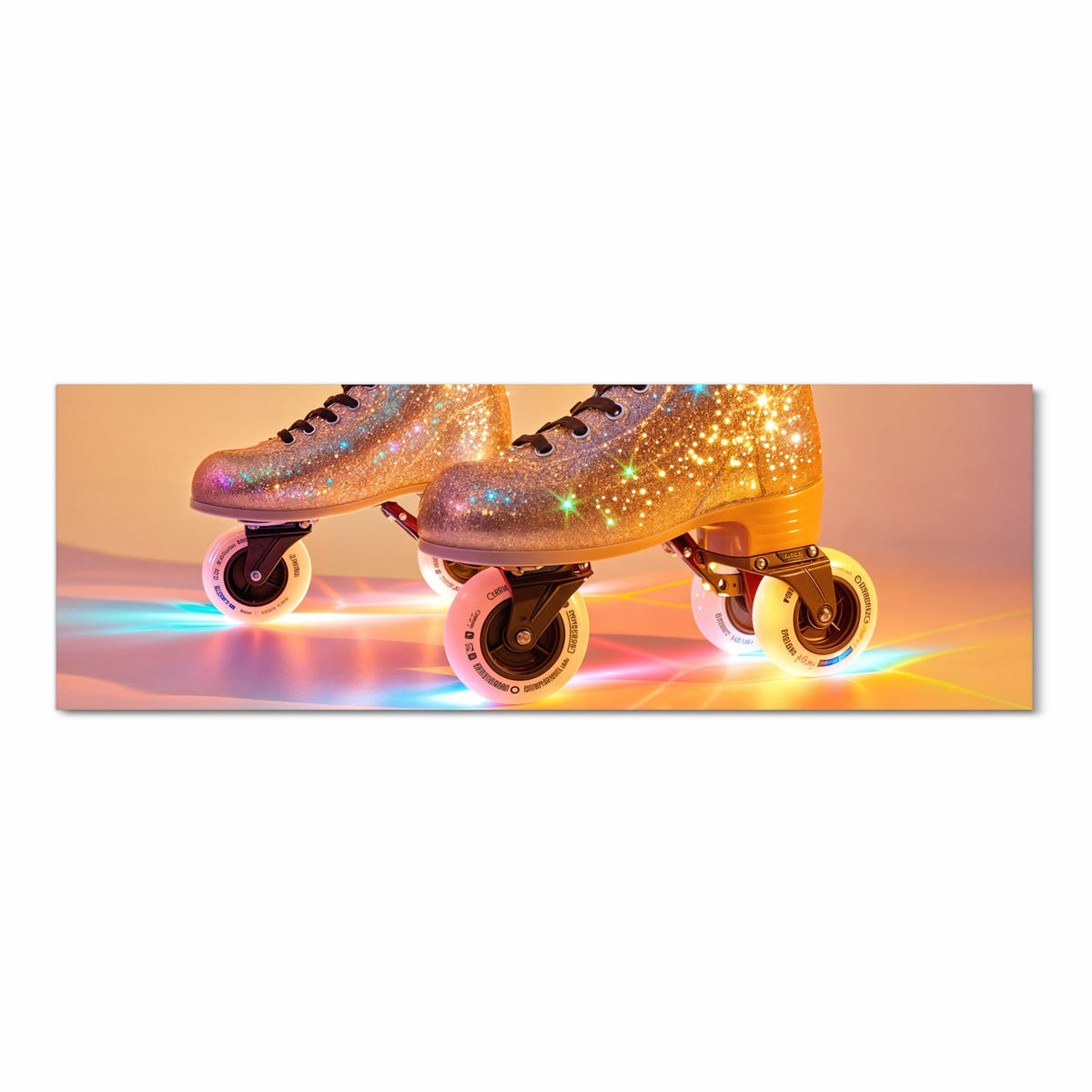 Pflegeleichter Küchenläufer mit Motiv Glitzer Rollschuhe in Frontansicht