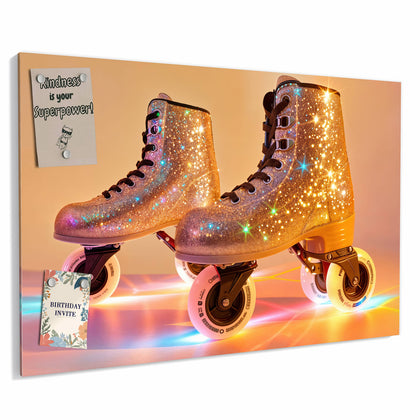 Metall Magnettafel mit dem Motiv Glitzernde Rollschuhe