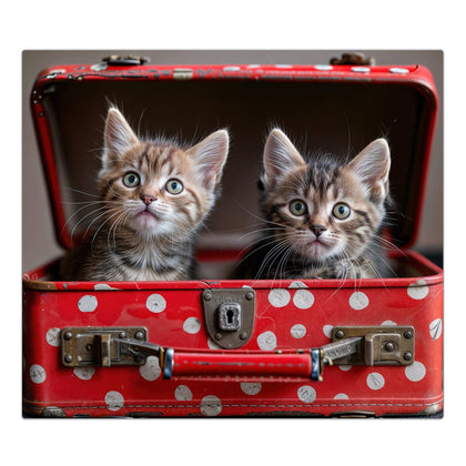 Herdabdeckplatte mit dem Motiv Katzen im Koffer