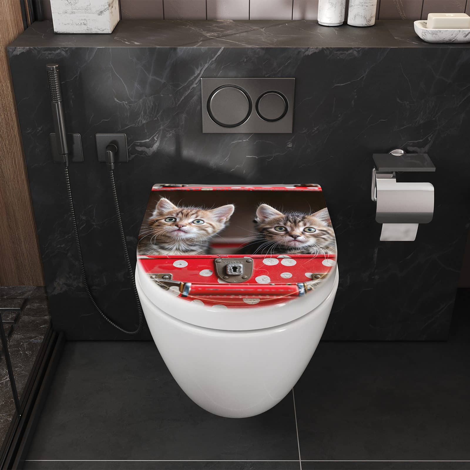 WC-Sitz mit Absenkautomatik Katzen im Koffer
