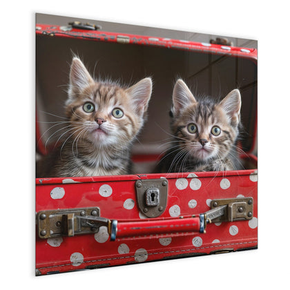 Magnettafel mit dem Motiv Katzen im Koffer