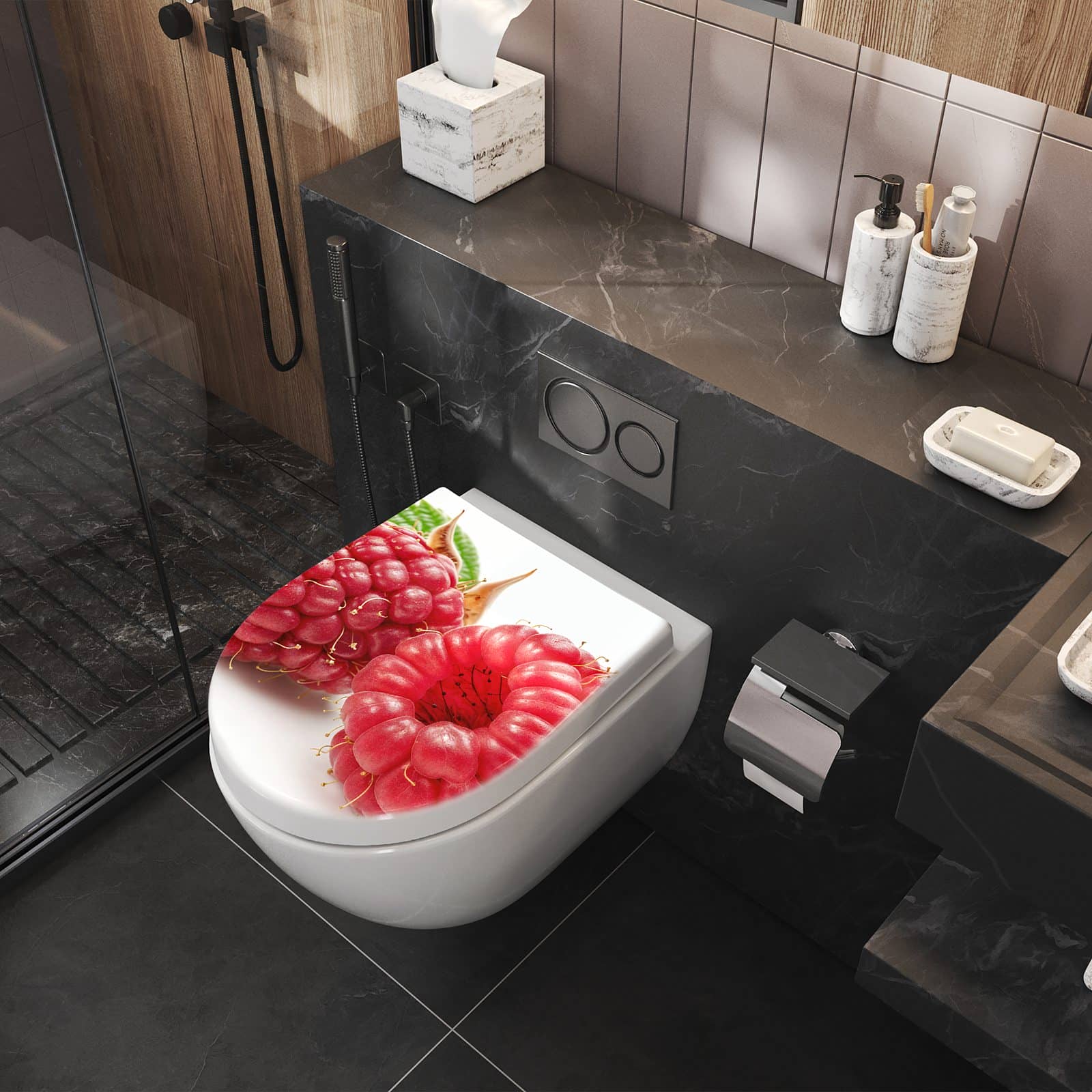 WC-Sitz mit Absenkautomatik Himbeerenblatt