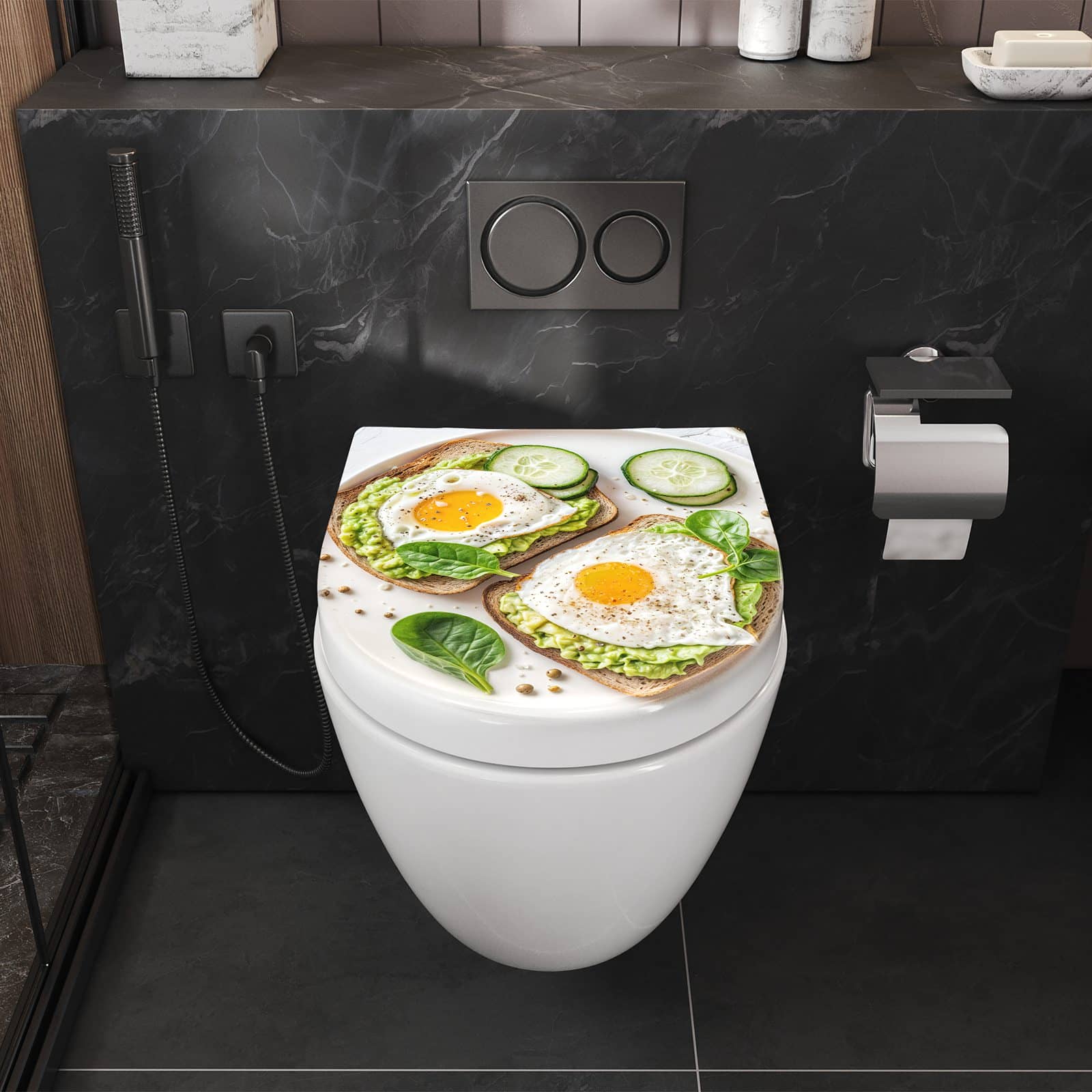 WC-Sitz mit Absenkautomatik Brot und Avocado