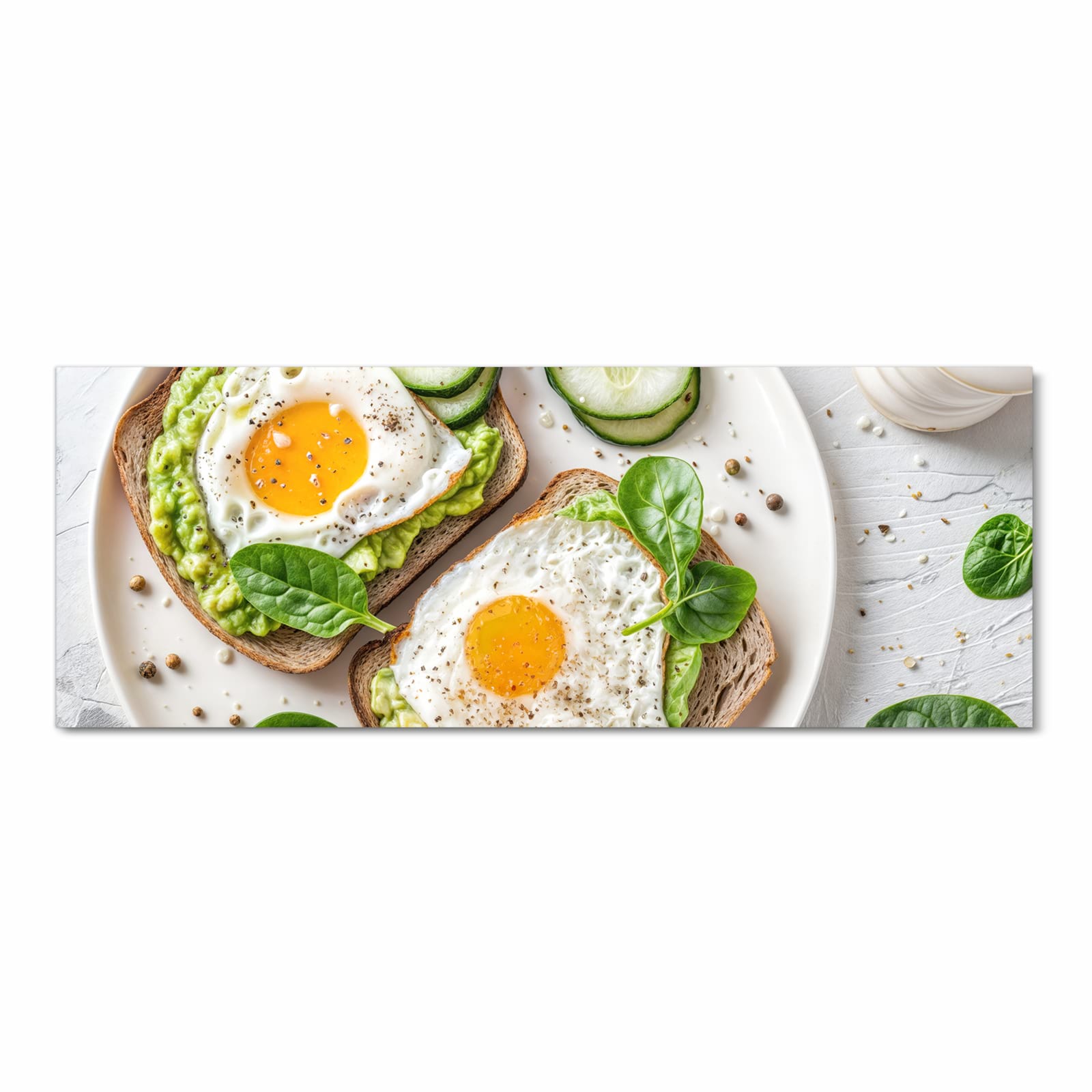 Wasserabweisender rutschfester Küchenteppich mit Motiv Brot und Avocado in Frontansicht