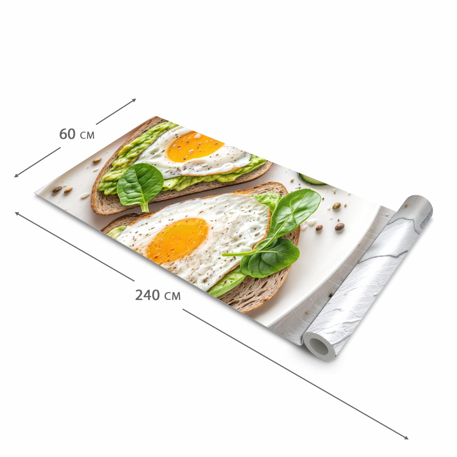 Bodenschonender Bodenläufer Teppich mit Motiv Brot und Avocado in der Grösse 80x200 cm