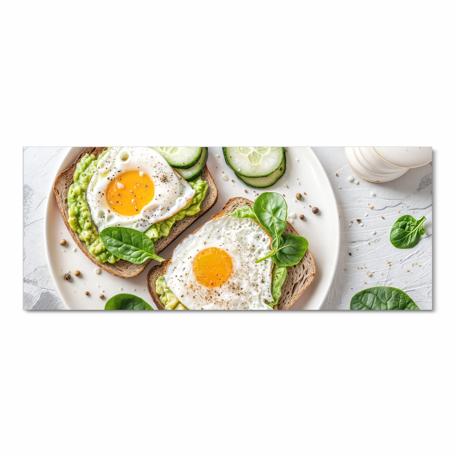 Bodenschonender Bodenläufer Teppich mit Motiv Brot und Avocado in Frontansicht