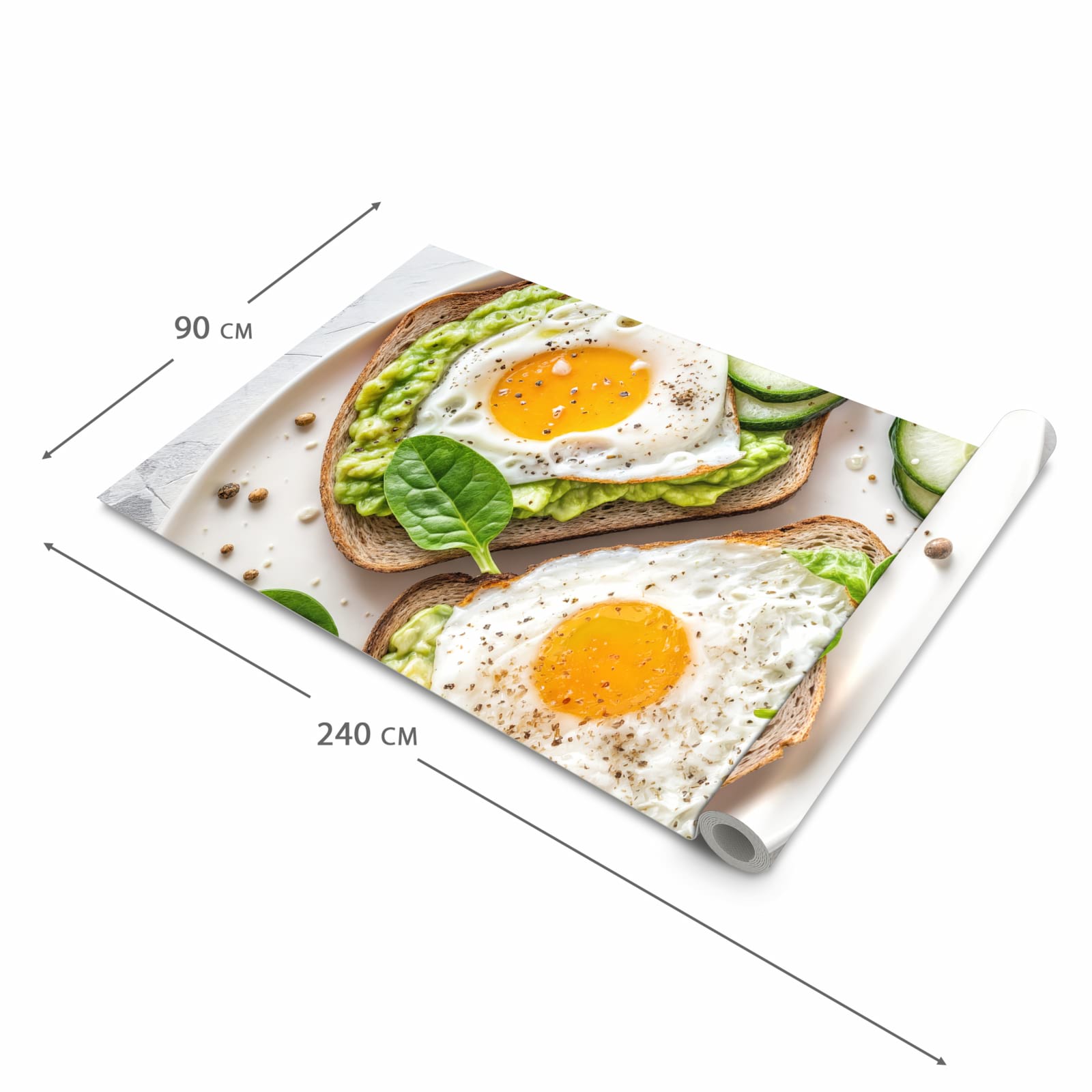 UV-beständiger rutschfester Küchenteppich mit Motiv Brot und Avocado in der Grösse 80x200 cm