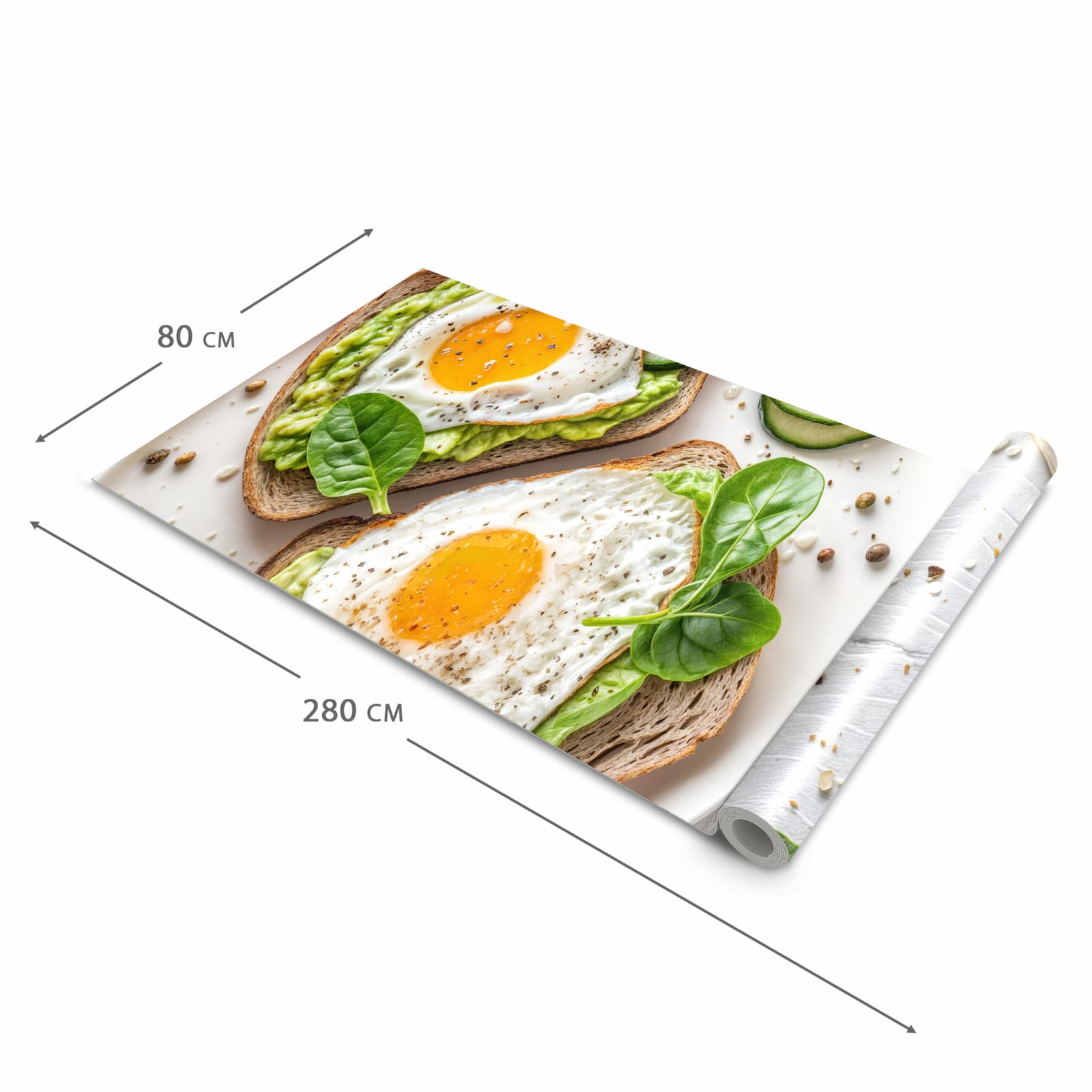 Zeitsparender waschbarer Küchenteppich mit Motiv Brot und Avocado in der Grösse 80x200 cm