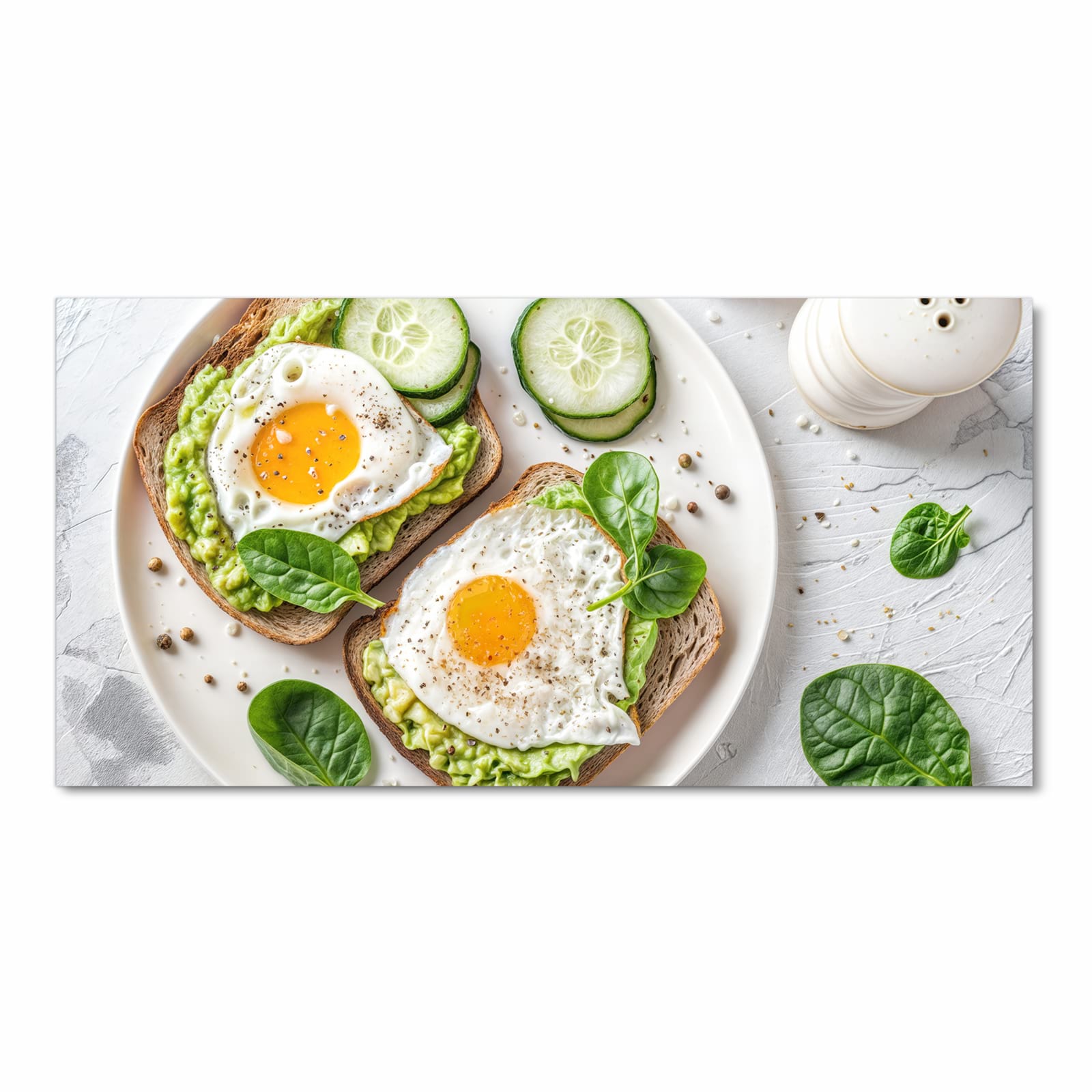 Bodenläufer mit Motiv Brot und Avocado in Frontansicht für Ordnung & Übersicht