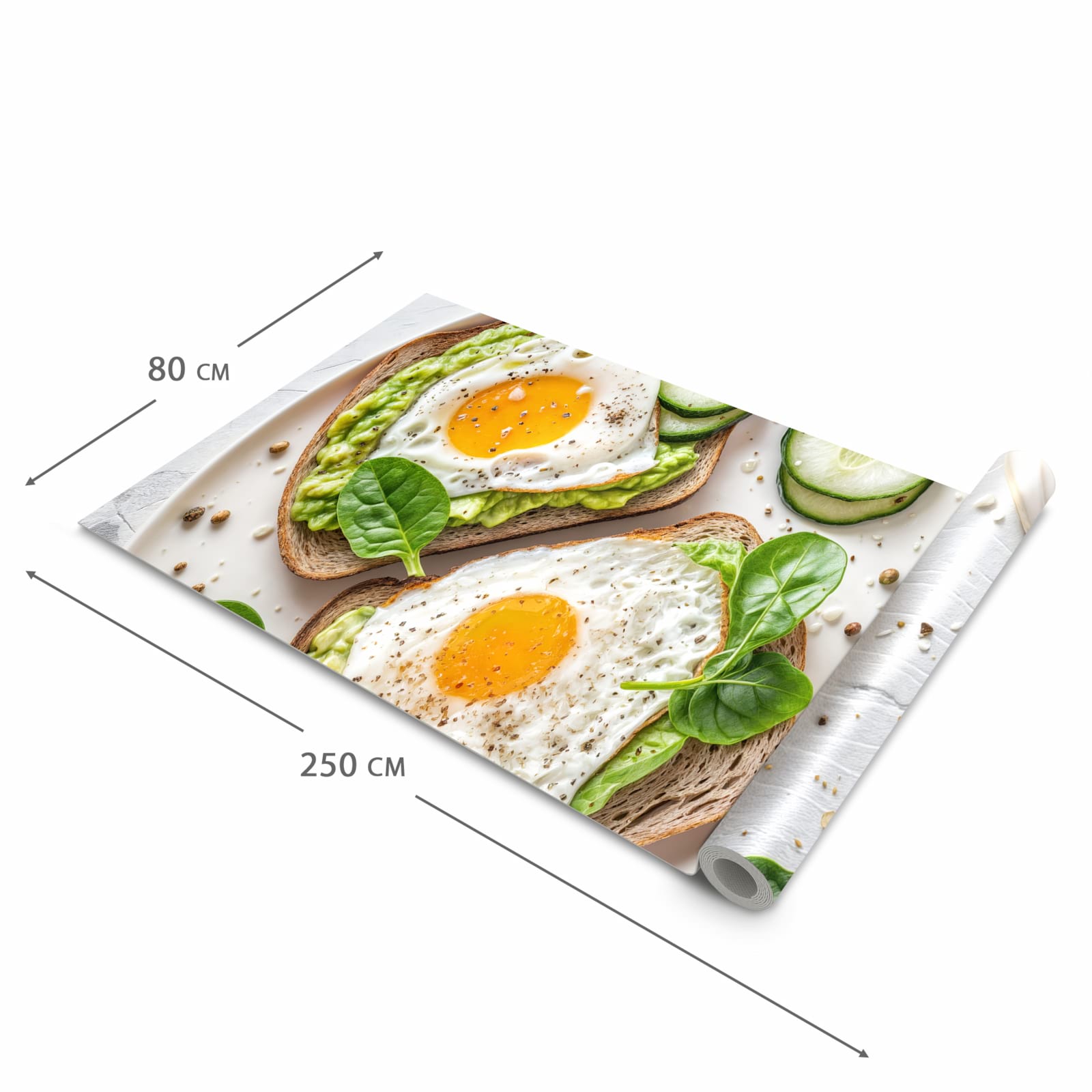 Küchenteppich mit Motiv Brot und Avocado in der Grösse 80x200 cm zum sicheren Aufbewahren