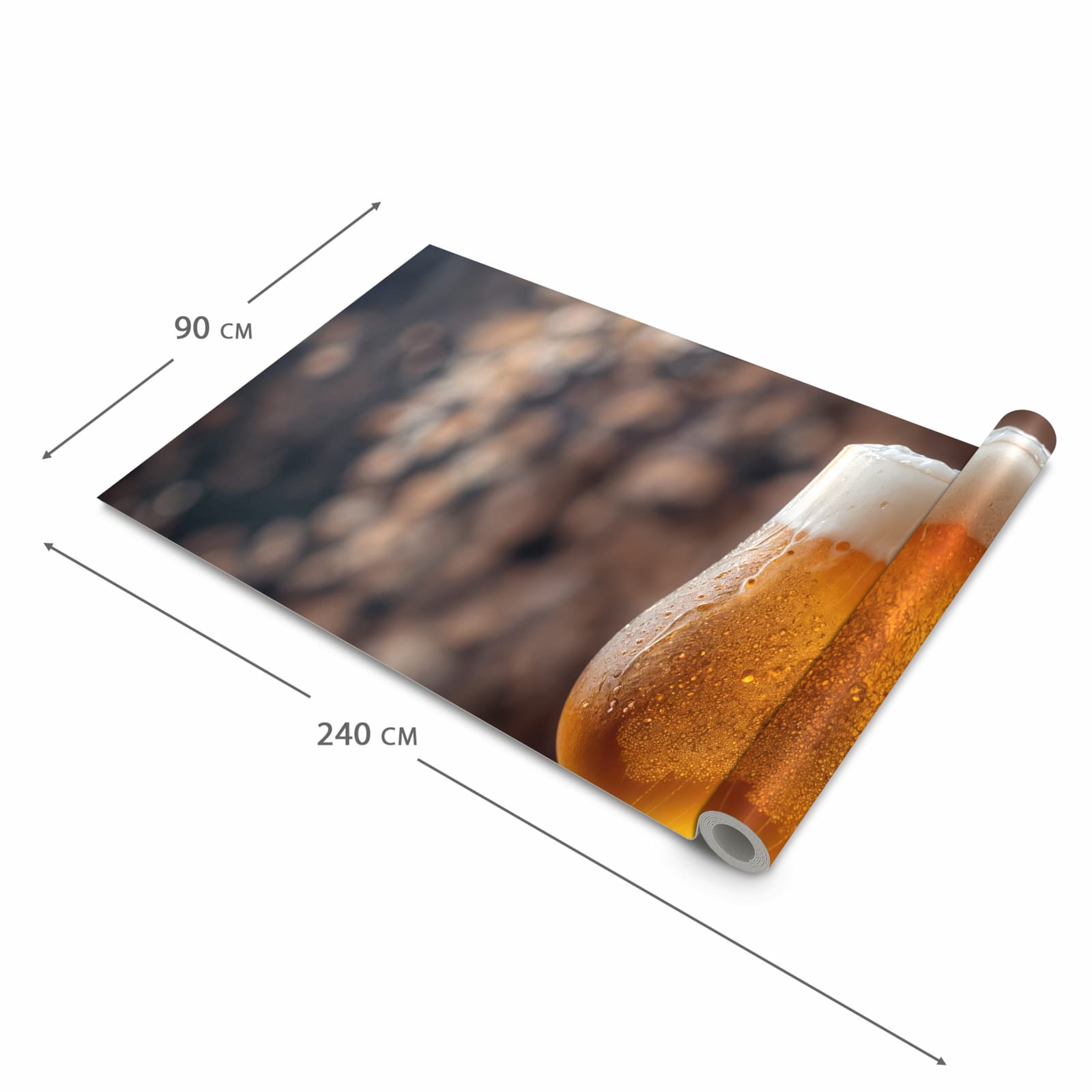 Wasserabweisender Küchenvorleger mit Motiv Bier auf Holz in der Grösse 60x90 cm