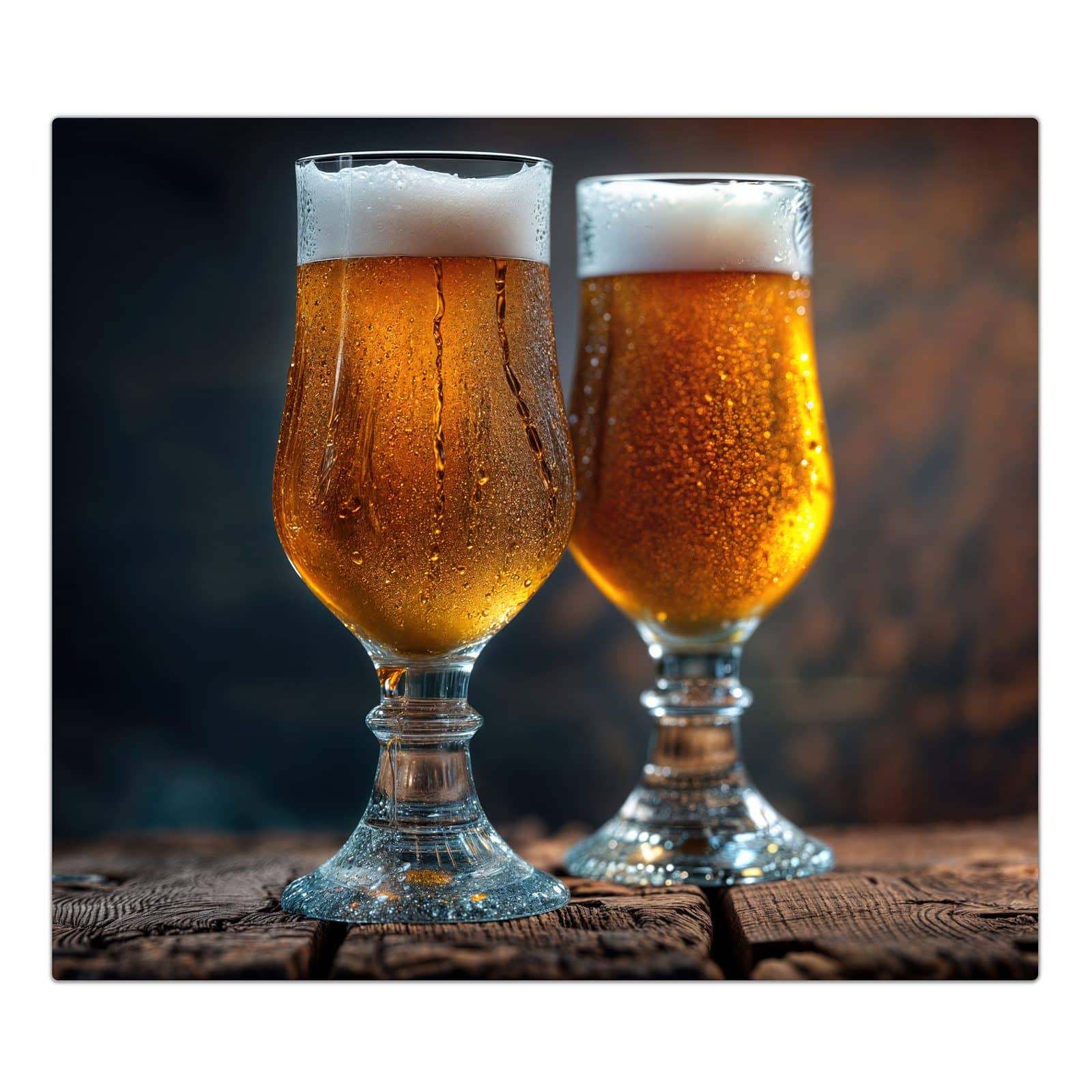 1-teilige Herdabdeckung für Induktionsfeld mit Zwei Biergläser Holz-Motiv in der Frontansicht #grösse_1-Teilig (60x52cm)