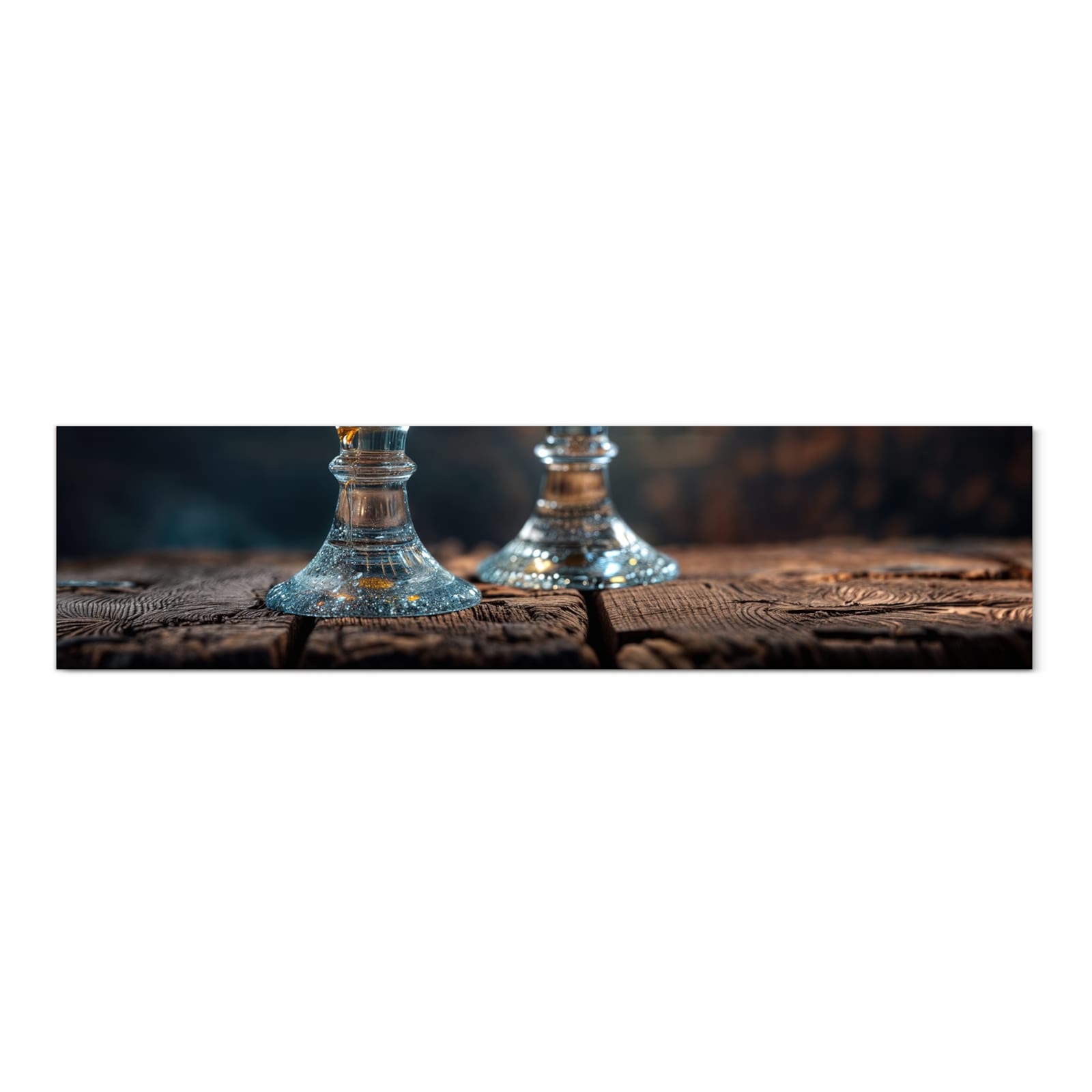 Feuchtigkeitsresistenter Küchenläufer mit Motiv Zwei Biergläser Holz in Frontansicht