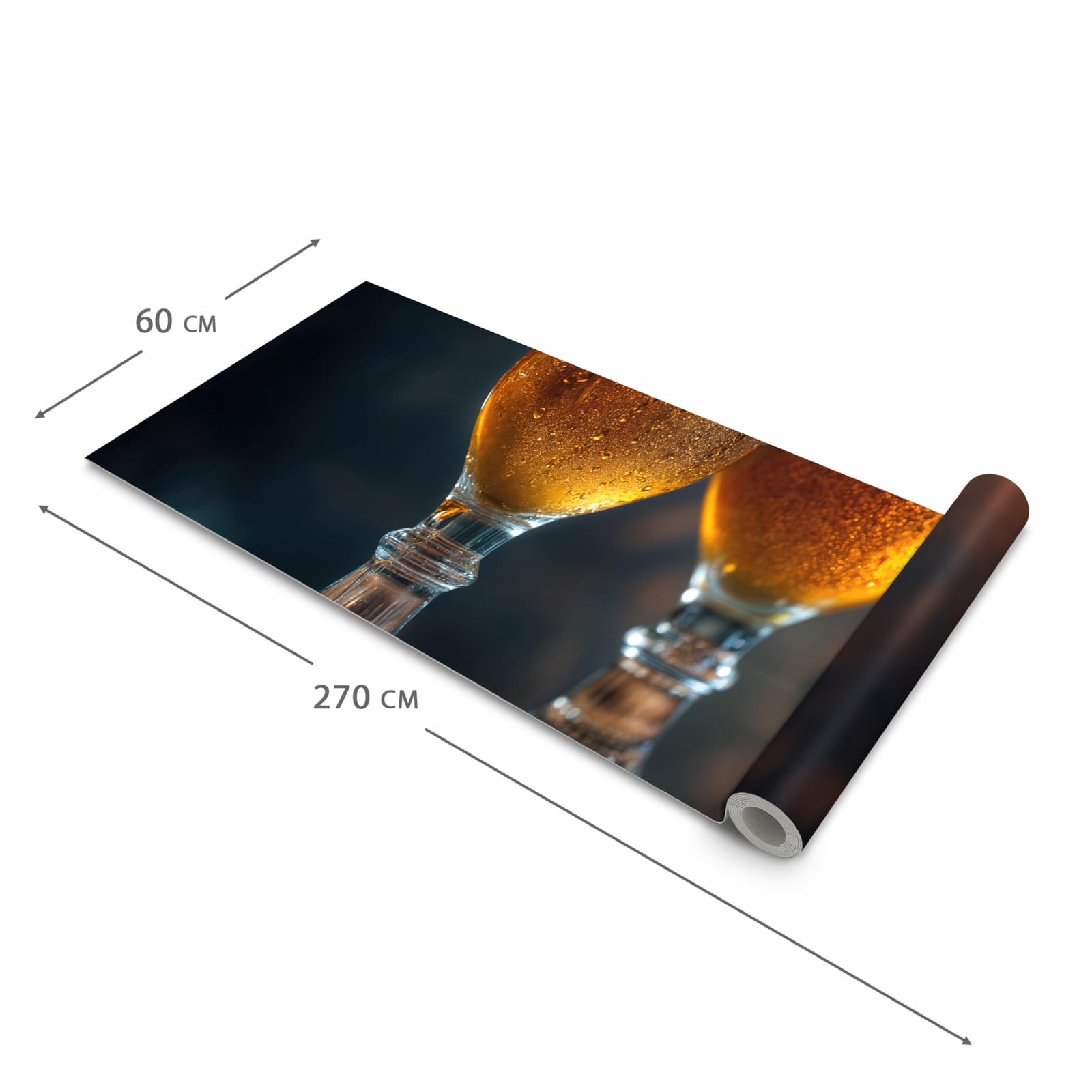 Komfortabler rutschfester Küchenläufer mit Motiv Zwei Biergläser Holz in der Größe 60x300 cm