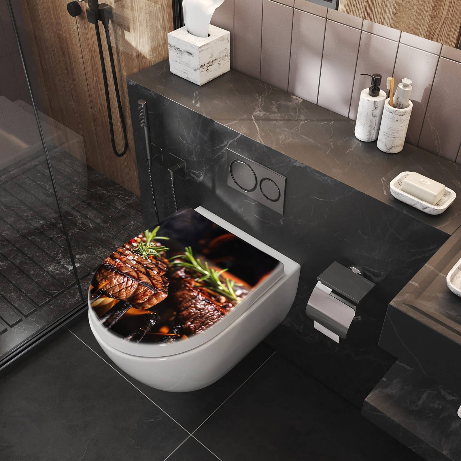 WC-Sitz mit Absenkautomatik Gegrillte Steaks