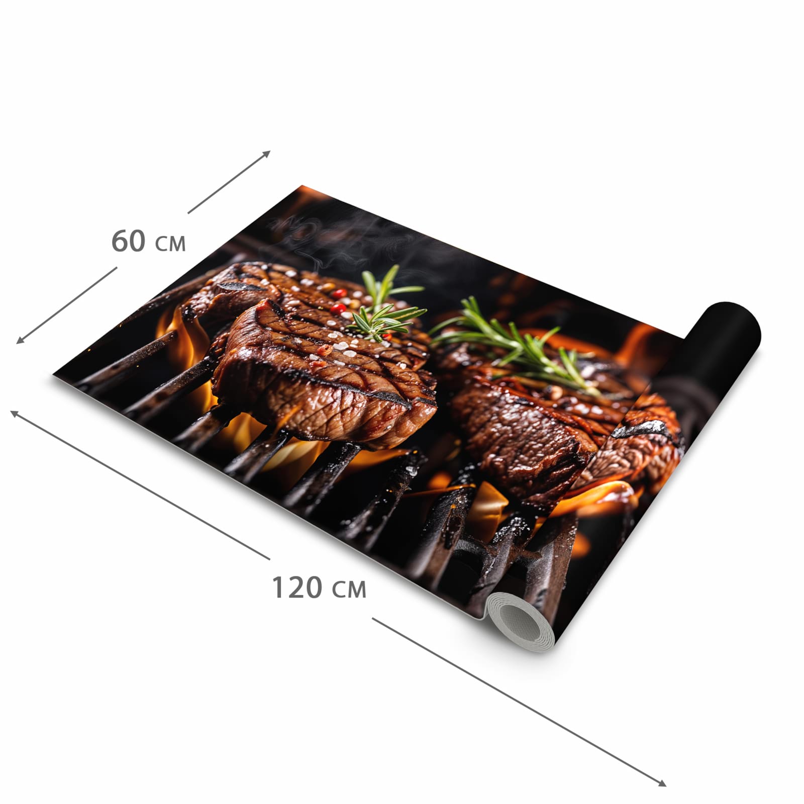 Bodenläufer mit Motiv Gegrillte Steaks in der Grösse 60x300 cm für Ordnung & Übersicht