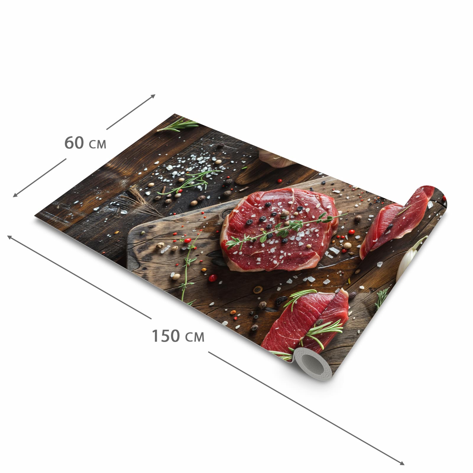 Pflegeleichter Teppichläufer für die Küche mit Motiv Frische Gewürze in der Grösse 60x270 cm