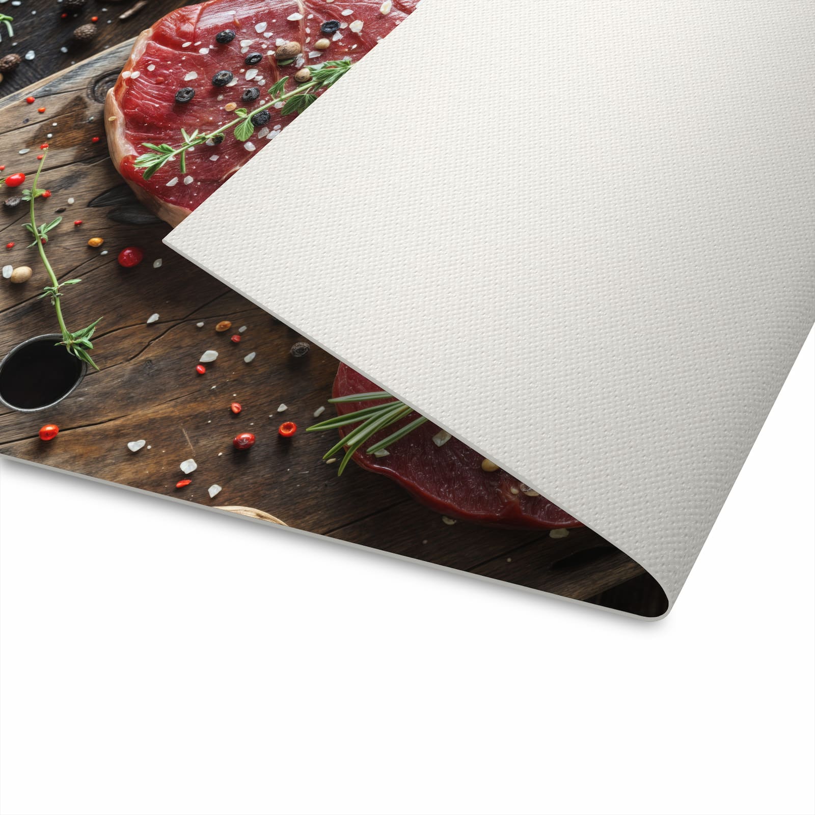 Waschbarer Küchenteppich mit Motiv Frische Gewürze auf der Unterseite