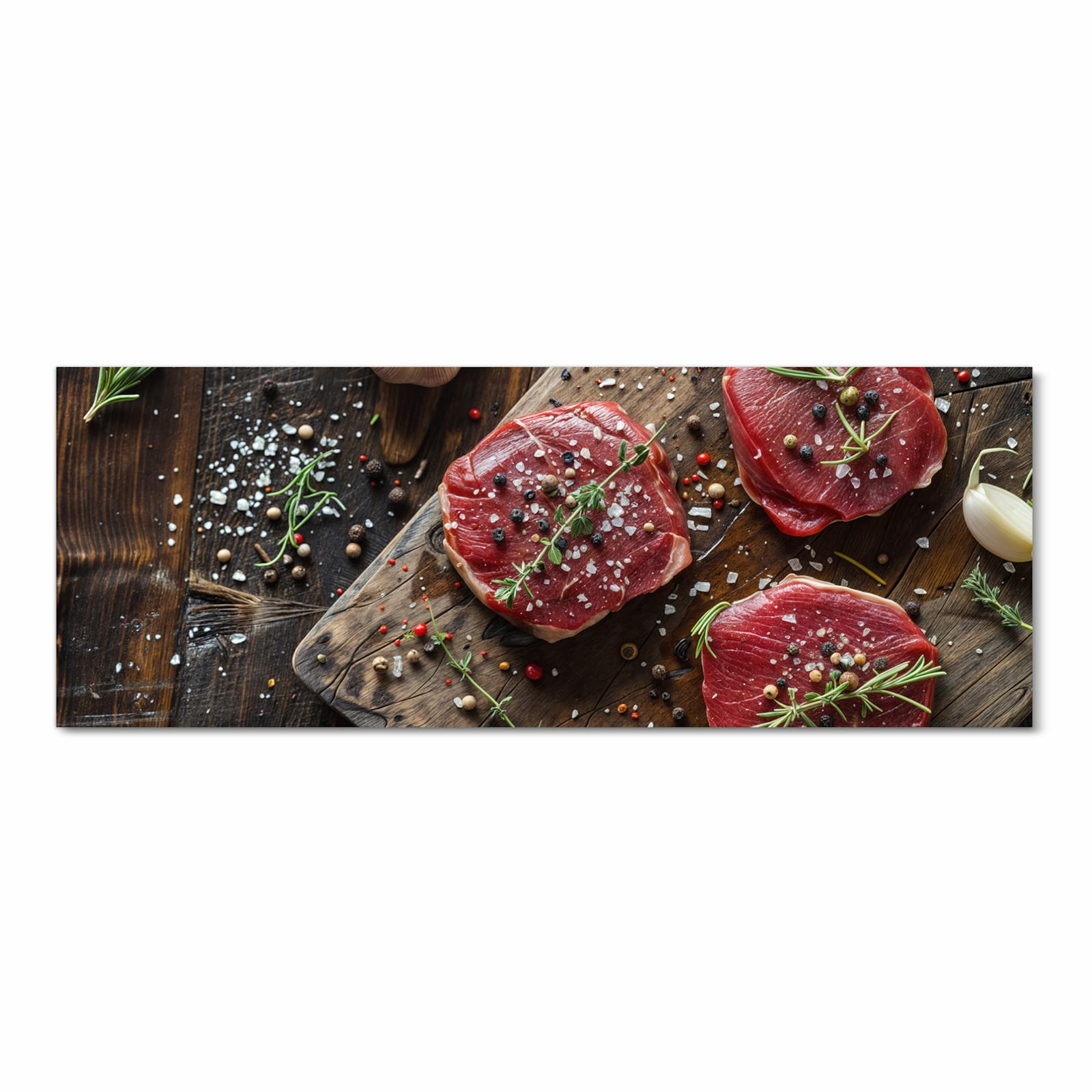 Fleckenresistenter großer Küchenteppich mit Motiv Frische Gewürze in Frontansicht