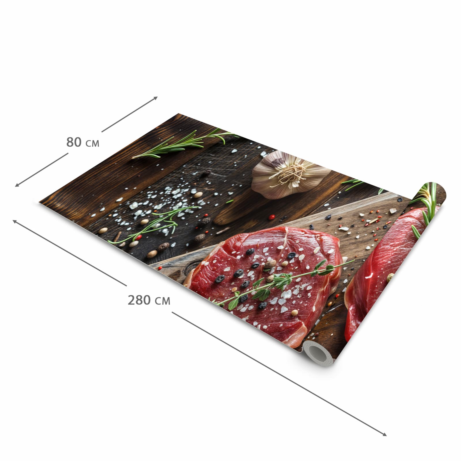 Langlebiger waschbarer Teppich mit Motiv Frische Gewürze in der Grösse 60x300 cm