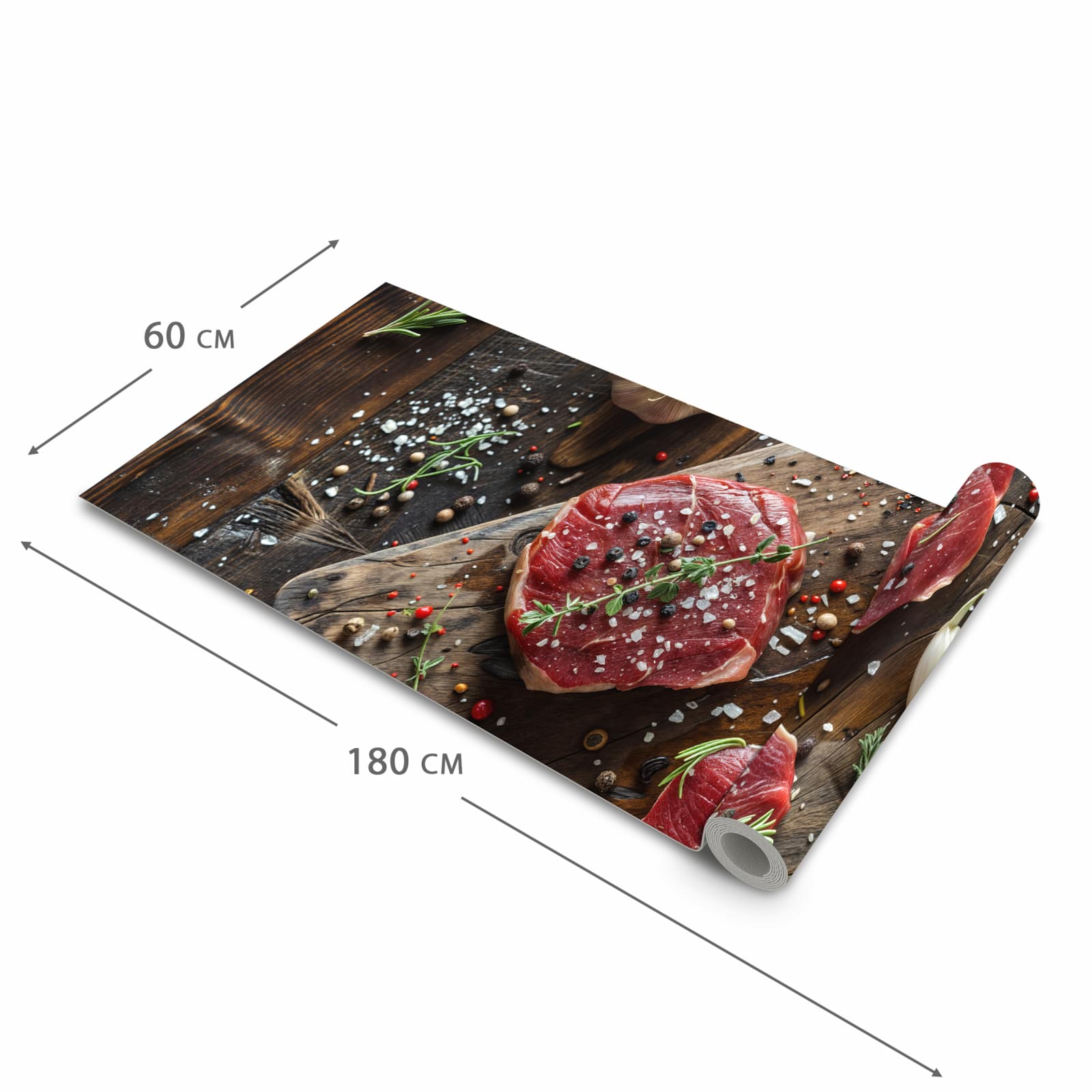 Komfortabler waschbarer Läufer für die Küche mit Motiv Frische Gewürze in der Grösse 60x270 cm