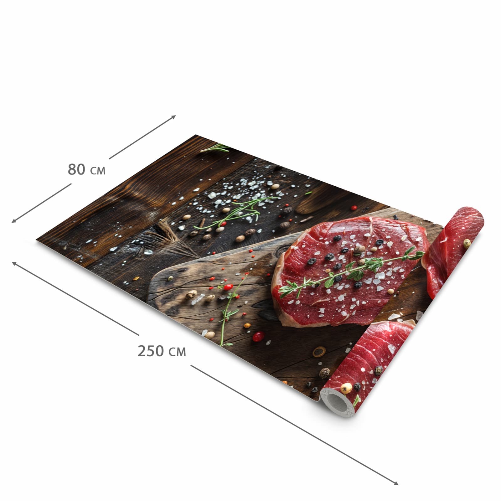 Waschbarer rutschfester Küchenteppich mit Motiv Frische Gewürze in der Grösse 60x300 cm