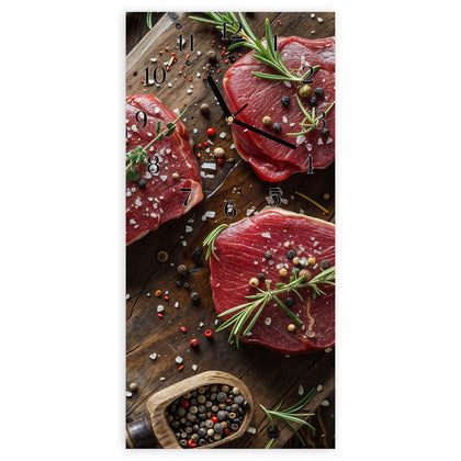 Wanduhr mit dem Motiv Steaks mit Knoblauch