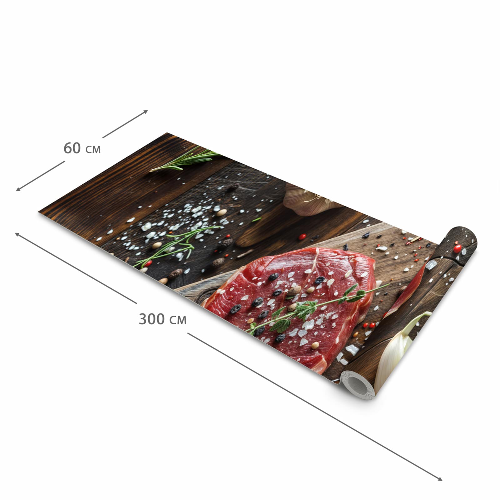 Küchenläufer für Eingangsbereich mit Motiv Frische Gewürze in der Größe 60x270 cm - angenehme Haptik